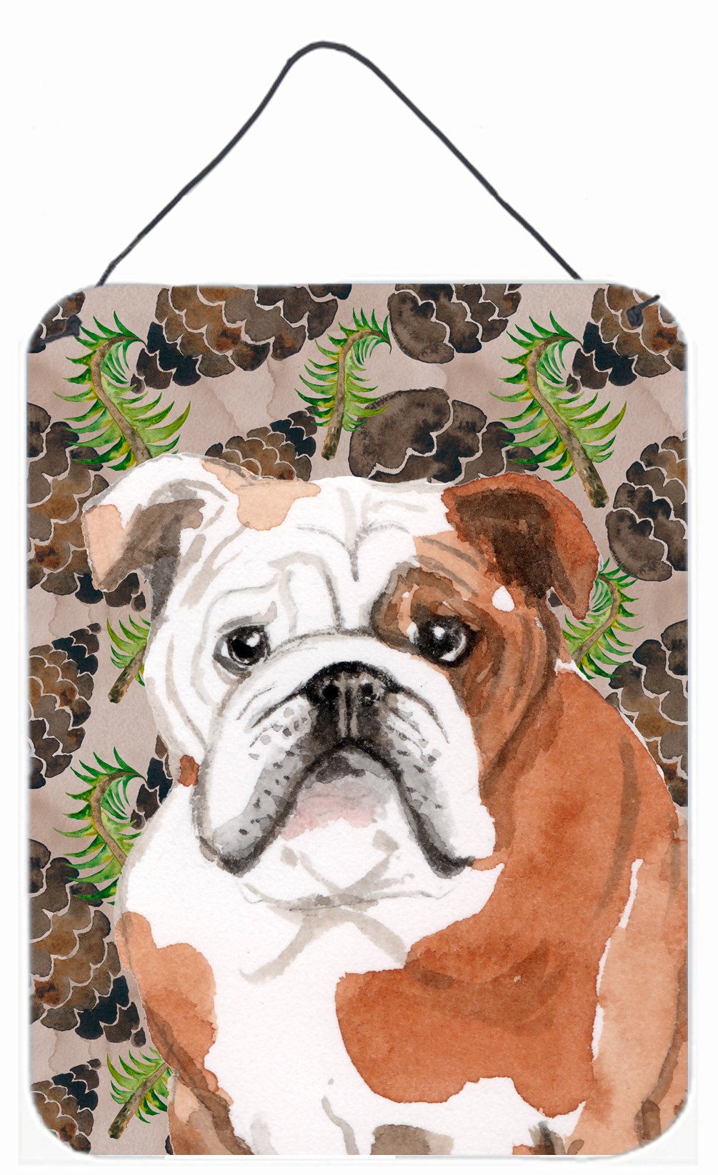 English Bulldog Pine Cones Wall or Door Hanging Prints BB9591DS1216 by Caroline's Treasures