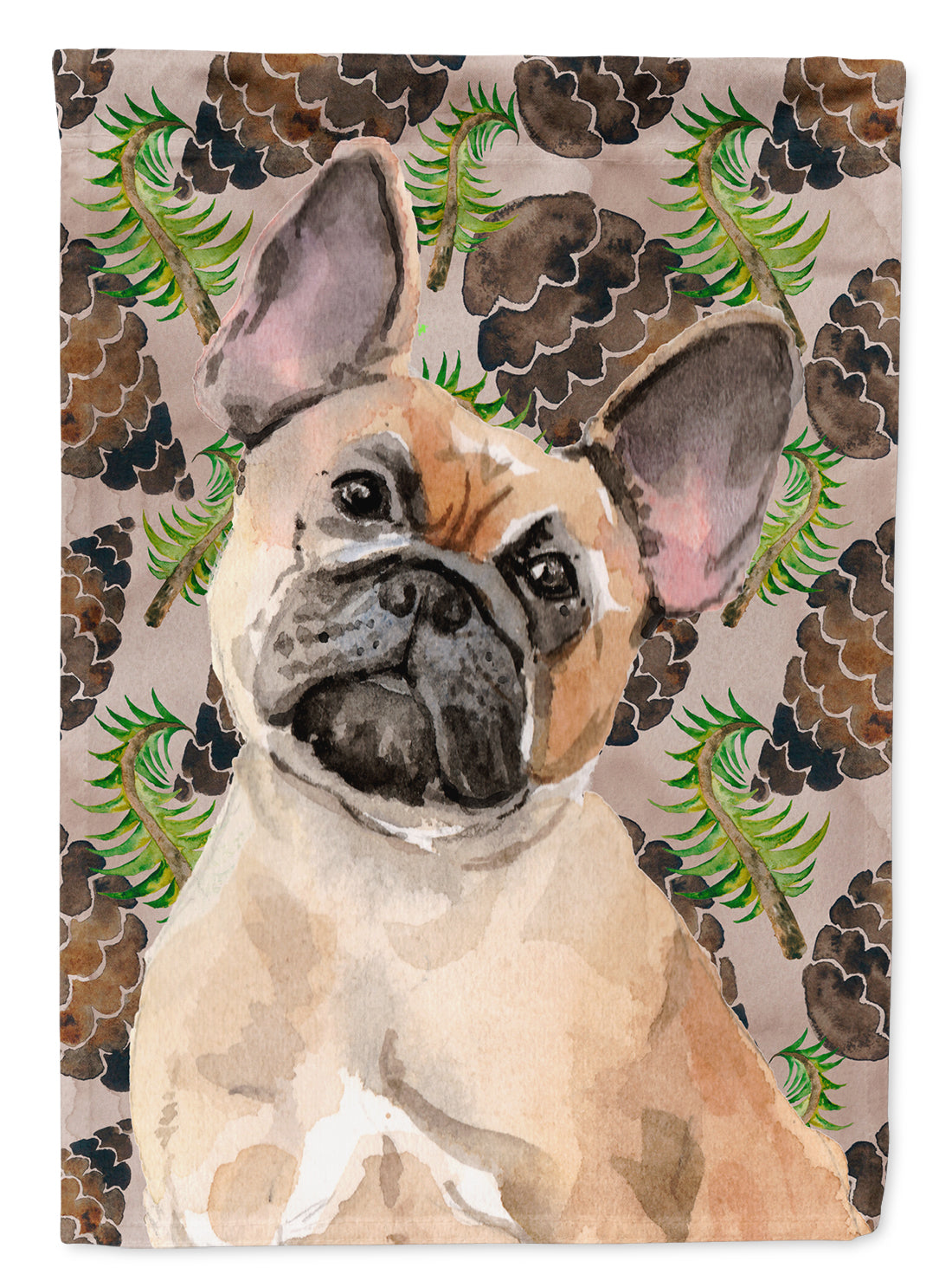 Fawn French Bulldog Pine Cones Flag Canvas House Size BB9592CHF  the-store.com.