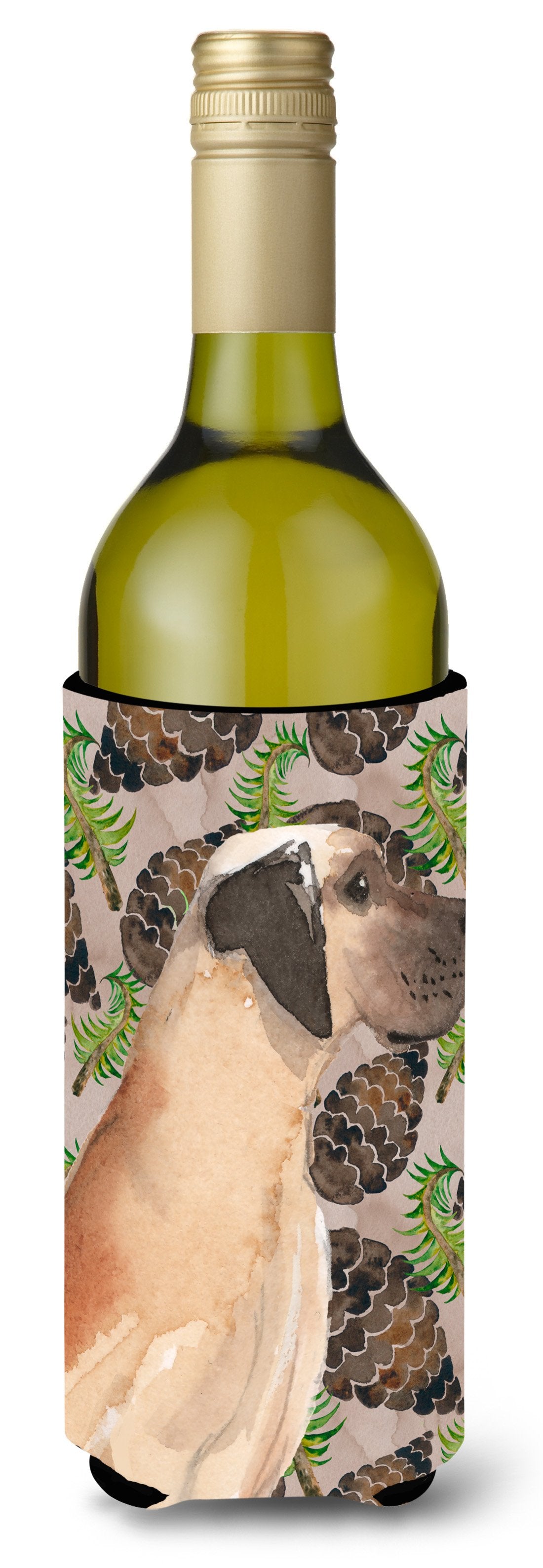 Fawn Natural Great Dane Pine Cones Wine Bottle Beverge Insulator Hugger BB9594LITERK by Caroline&#39;s Treasures