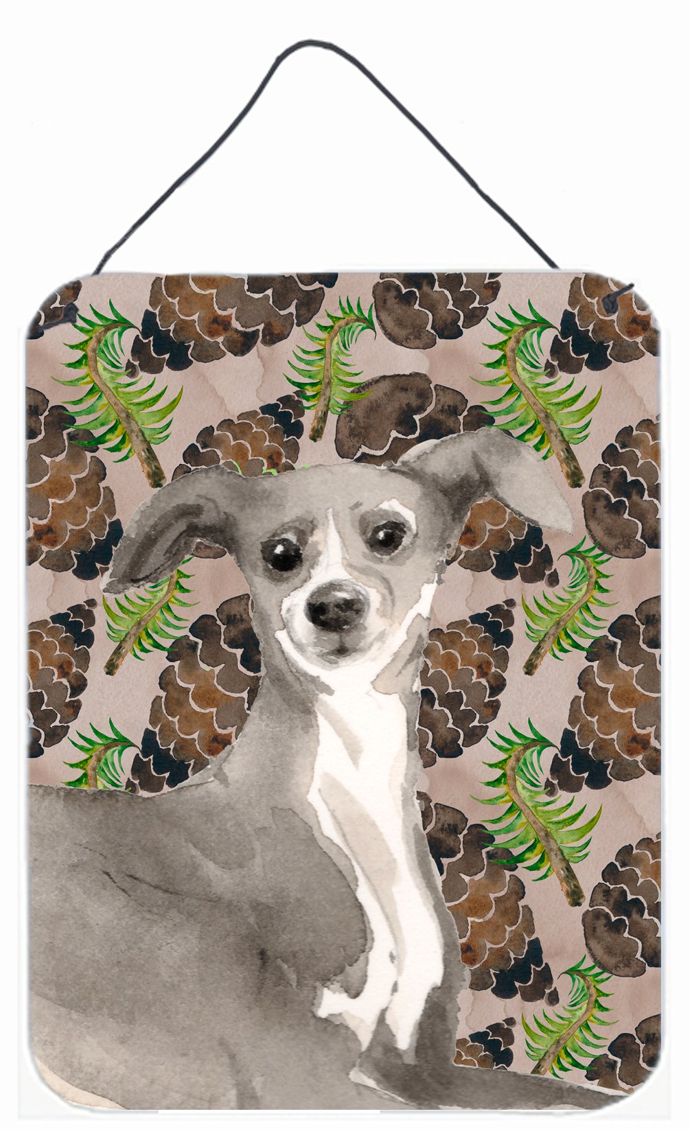 Italian Greyhound Pine Cones Wall or Door Hanging Prints BB9597DS1216 by Caroline&#39;s Treasures