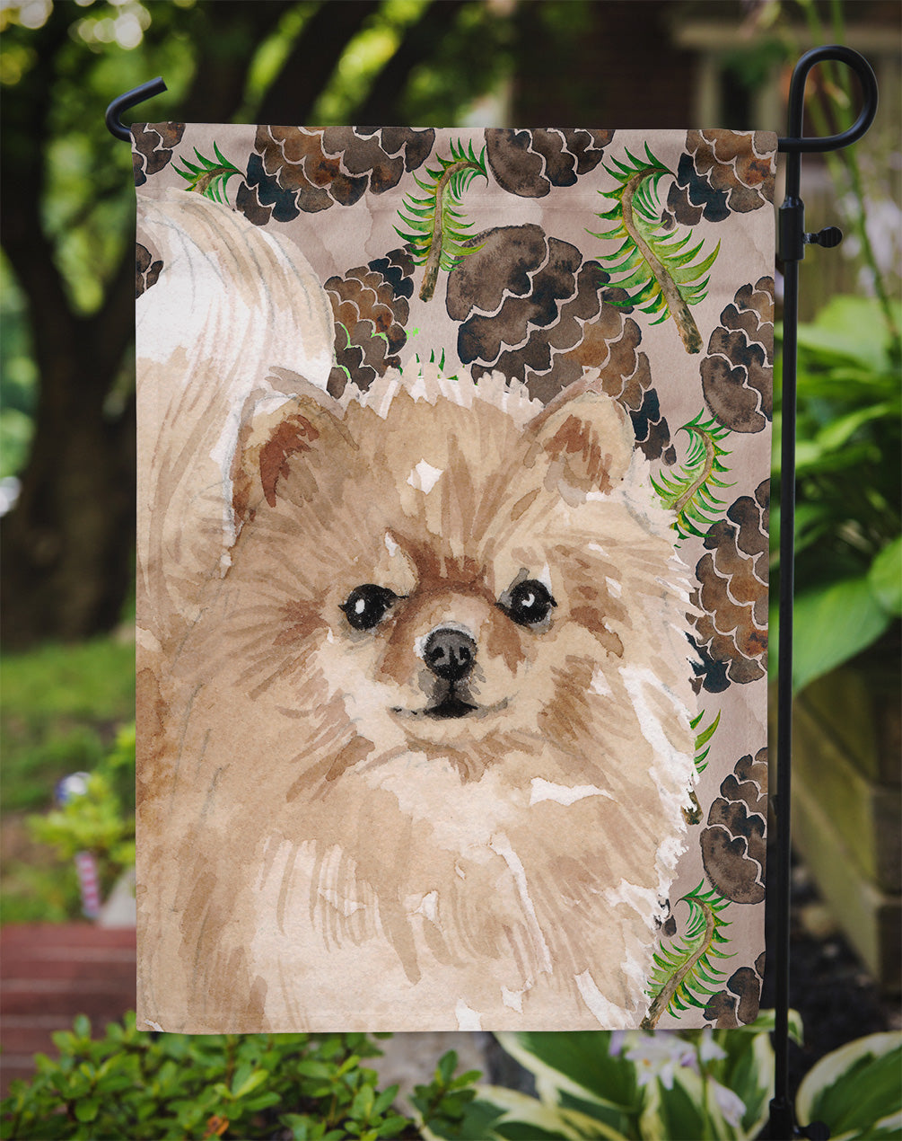 Pomeranian Pine Cones Flag Garden Size BB9600GF  the-store.com.