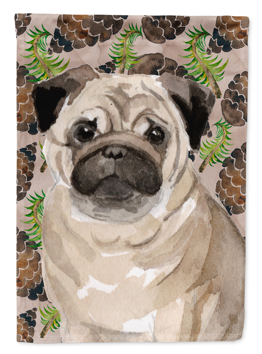 Fawn Pug Pine Cones Flag Canvas House Size BB9601CHF  the-store.com.
