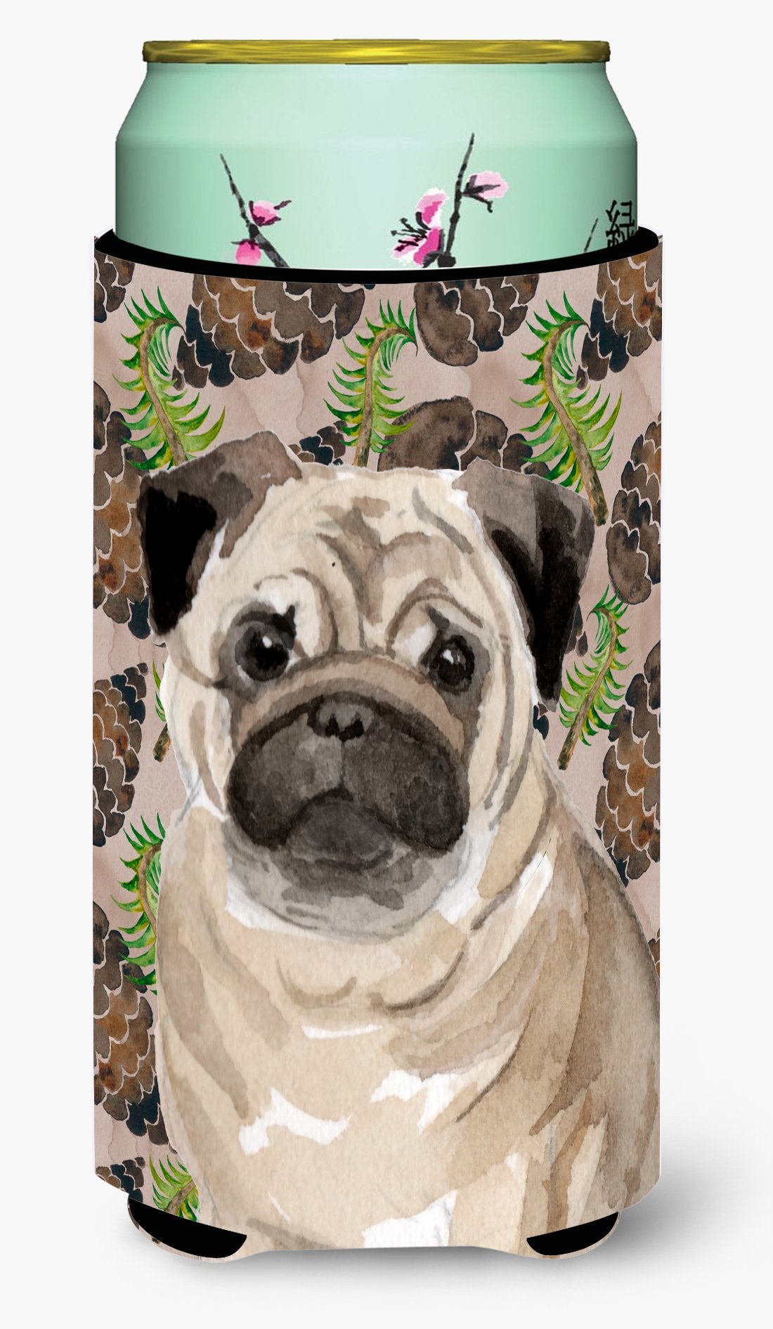 Fawn Pug Pine Cones Tall Boy Beverage Insulator Hugger BB9601TBC by Caroline's Treasures