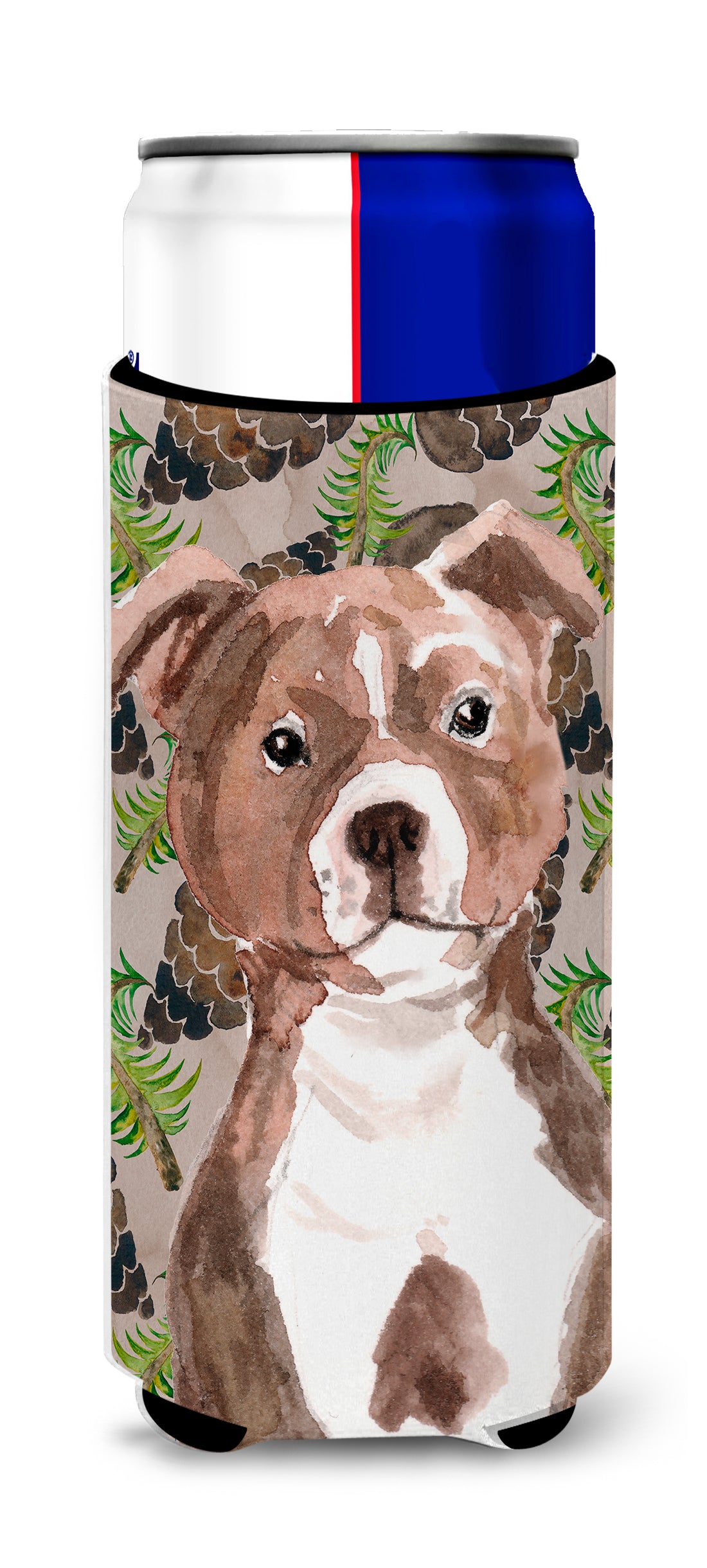 Red Staffie Bull Terrier Pine Cones  Ultra Hugger for slim cans BB9602MUK  the-store.com.