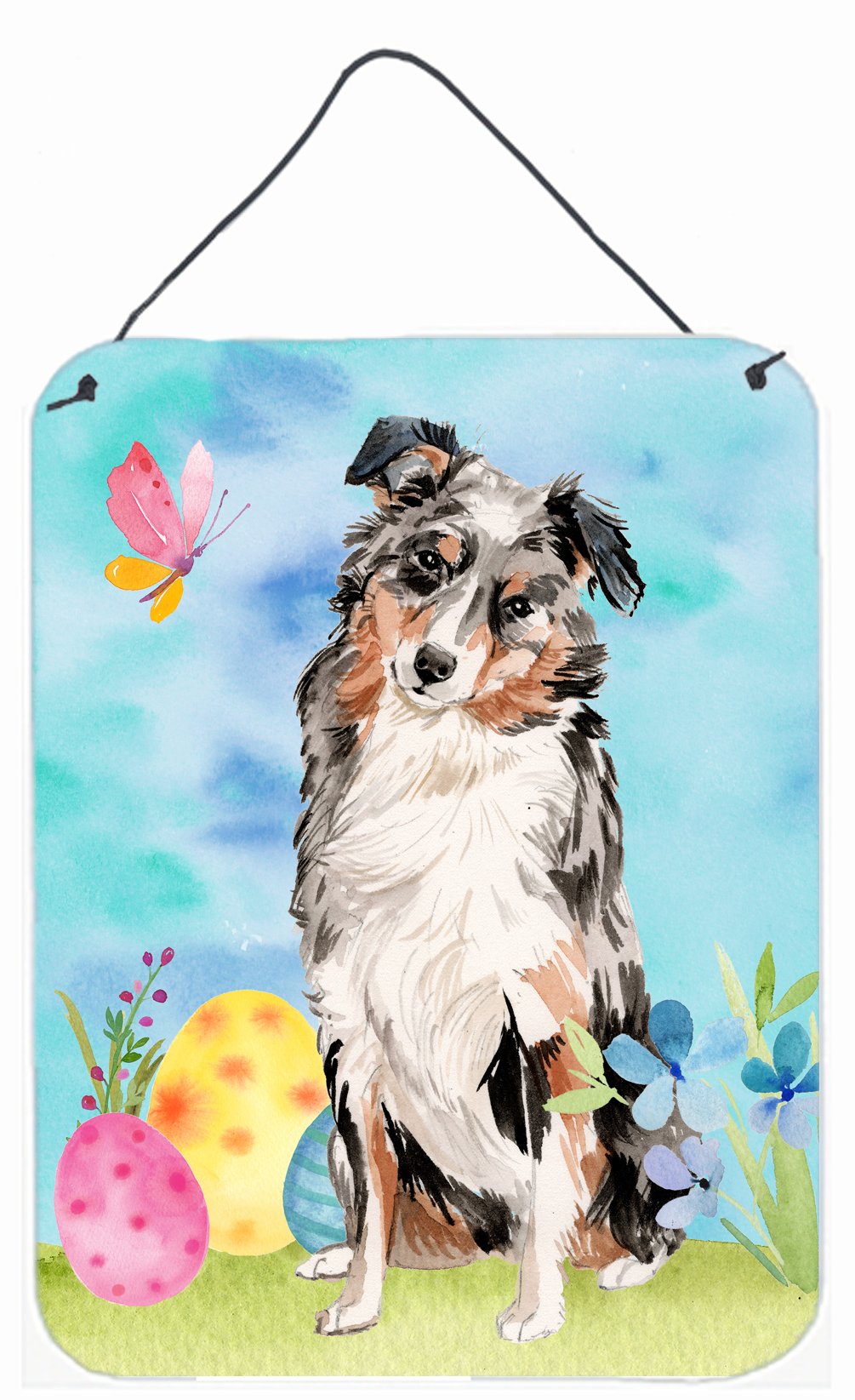 Australian Shepherd Easter Wall or Door Hanging Prints BB9607DS1216 by Caroline's Treasures