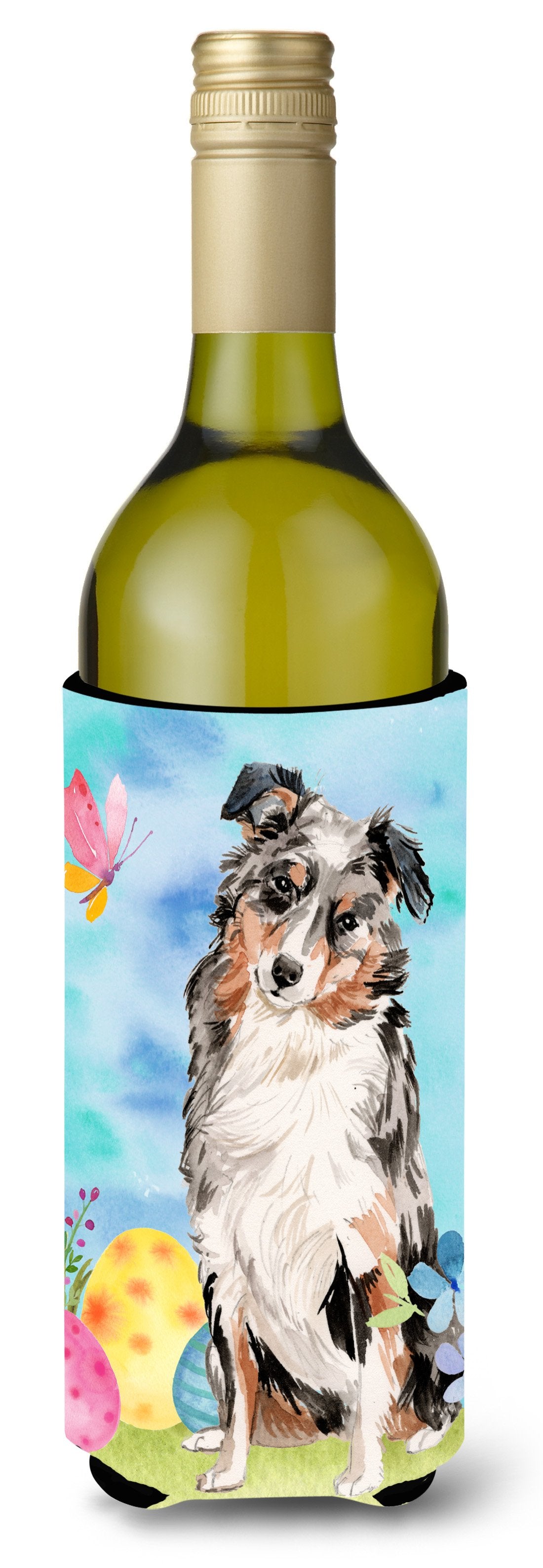 Australian Shepherd Easter Wine Bottle Beverge Insulator Hugger BB9607LITERK by Caroline's Treasures