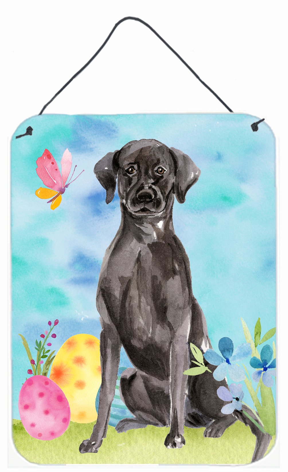 Black Labrador Easter Wall or Door Hanging Prints BB9608DS1216 by Caroline&#39;s Treasures