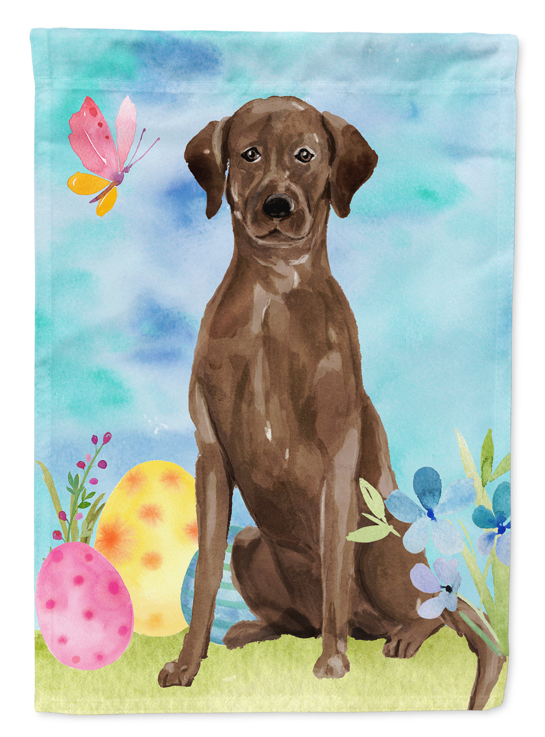 Chocolate Labrador Easter Flag Canvas House Size BB9610CHF  the-store.com.