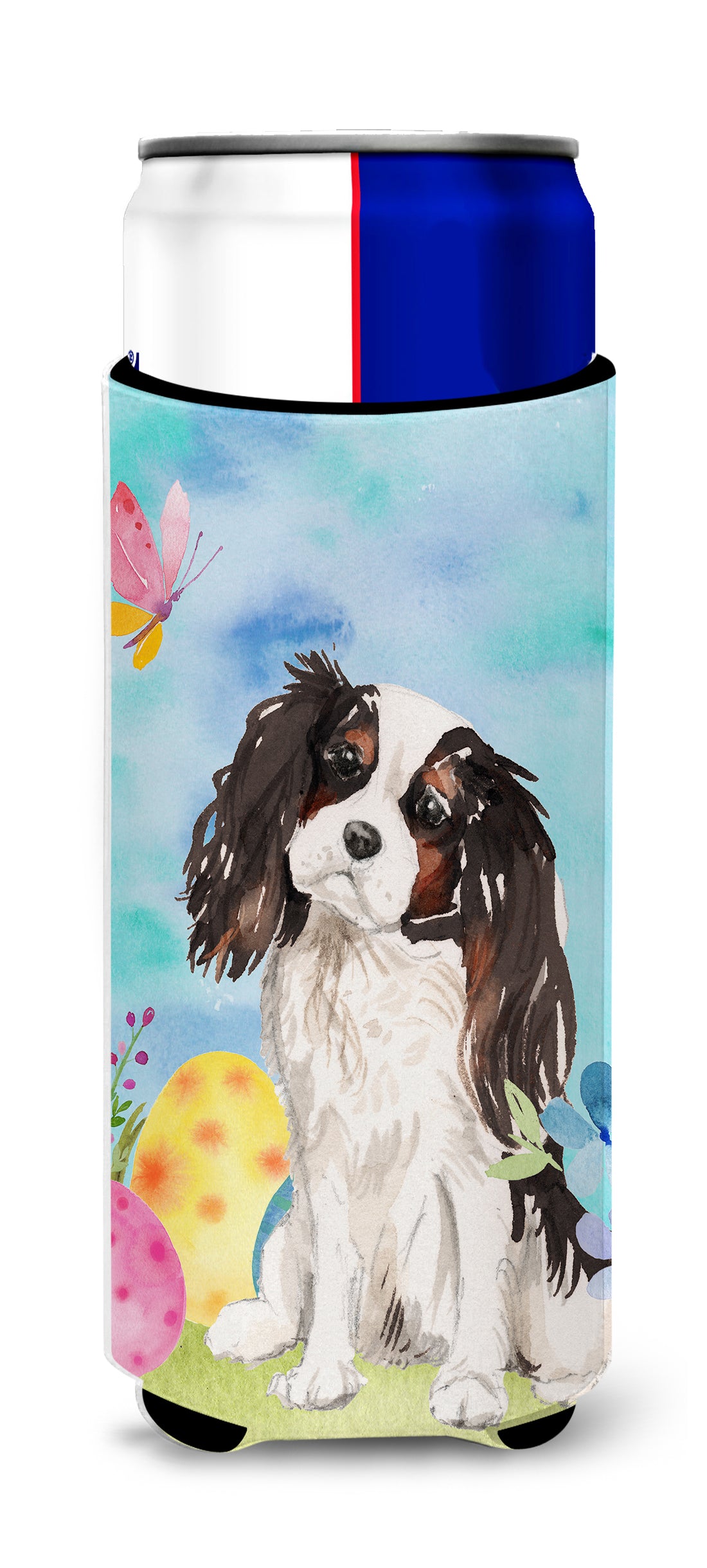 Tricolor Cavalier Spaniel Easter  Ultra Hugger for slim cans BB9612MUK  the-store.com.