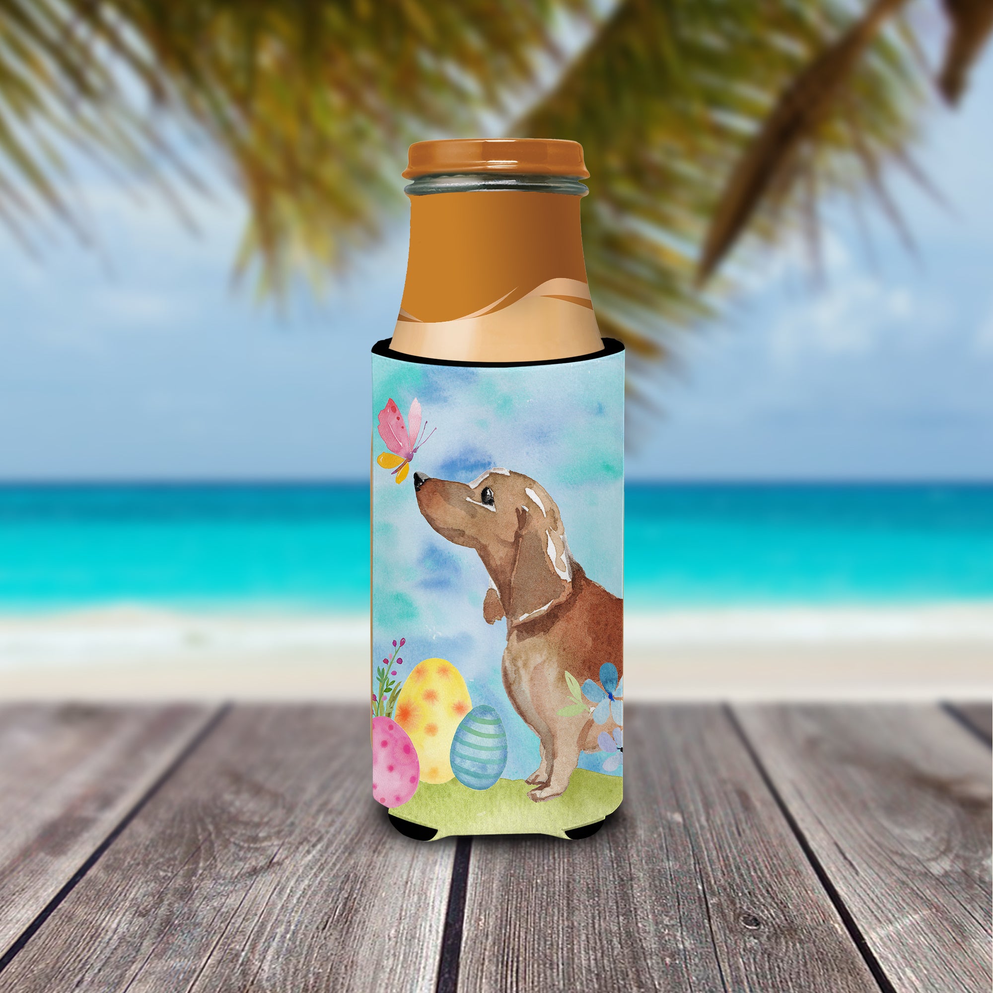 Red Tan Dachshund Easter  Ultra Hugger for slim cans BB9616MUK  the-store.com.