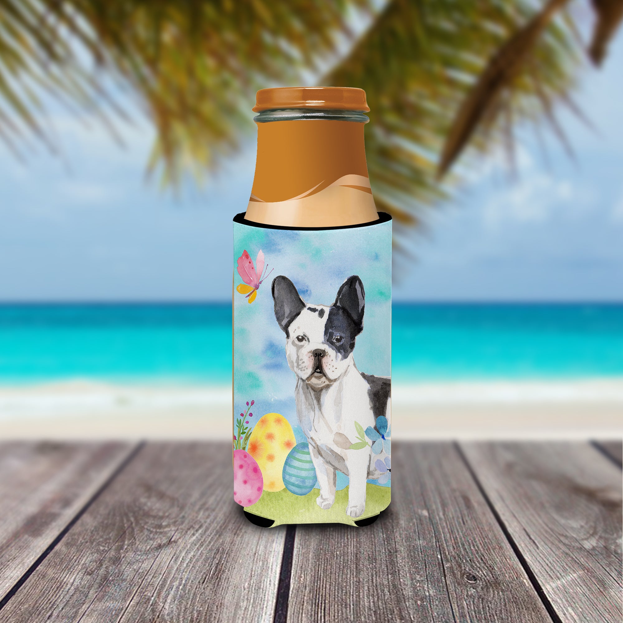 Black White French Bulldog Easter  Ultra Hugger for slim cans BB9617MUK  the-store.com.