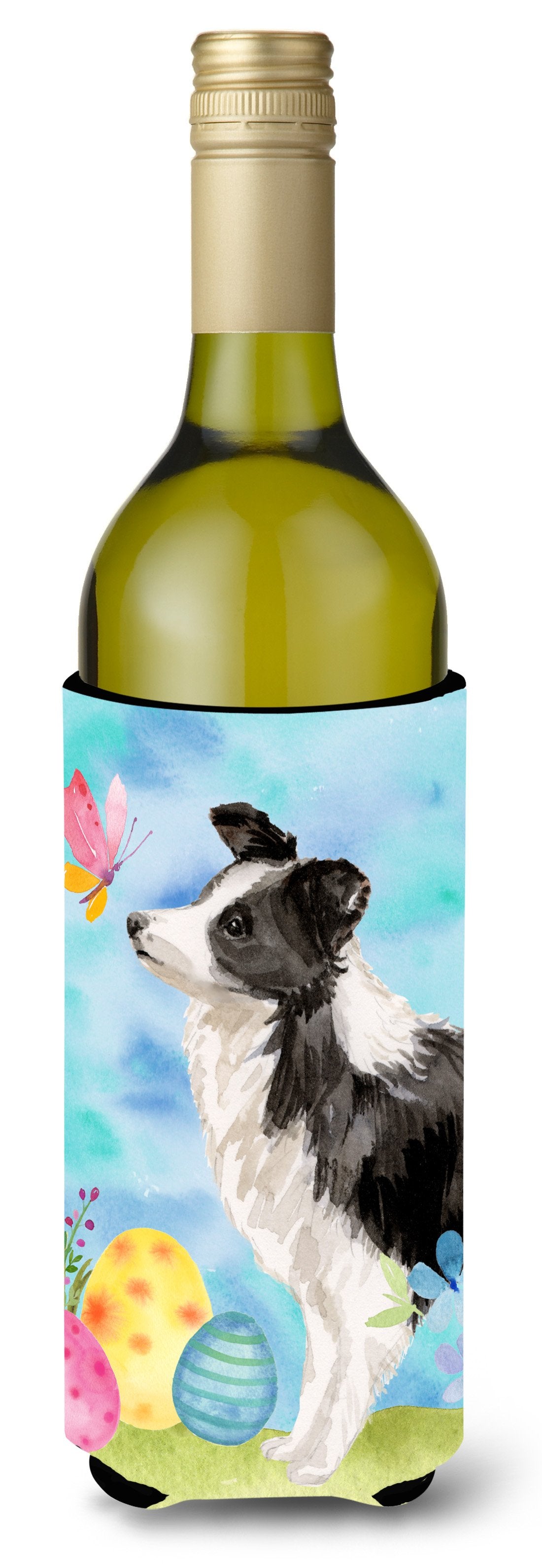 Border Collie Easter Wine Bottle Beverge Insulator Hugger BB9618LITERK by Caroline's Treasures