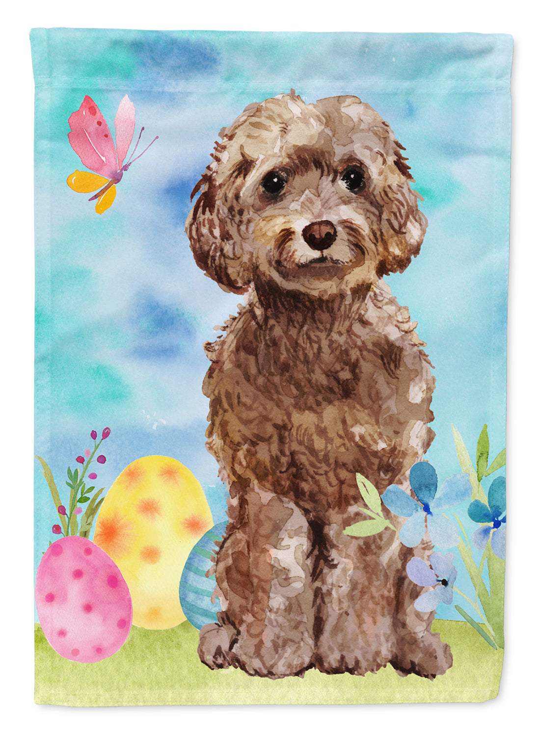 Brown Cockapoo Easter Flag Canvas House Size BB9619CHF  the-store.com.