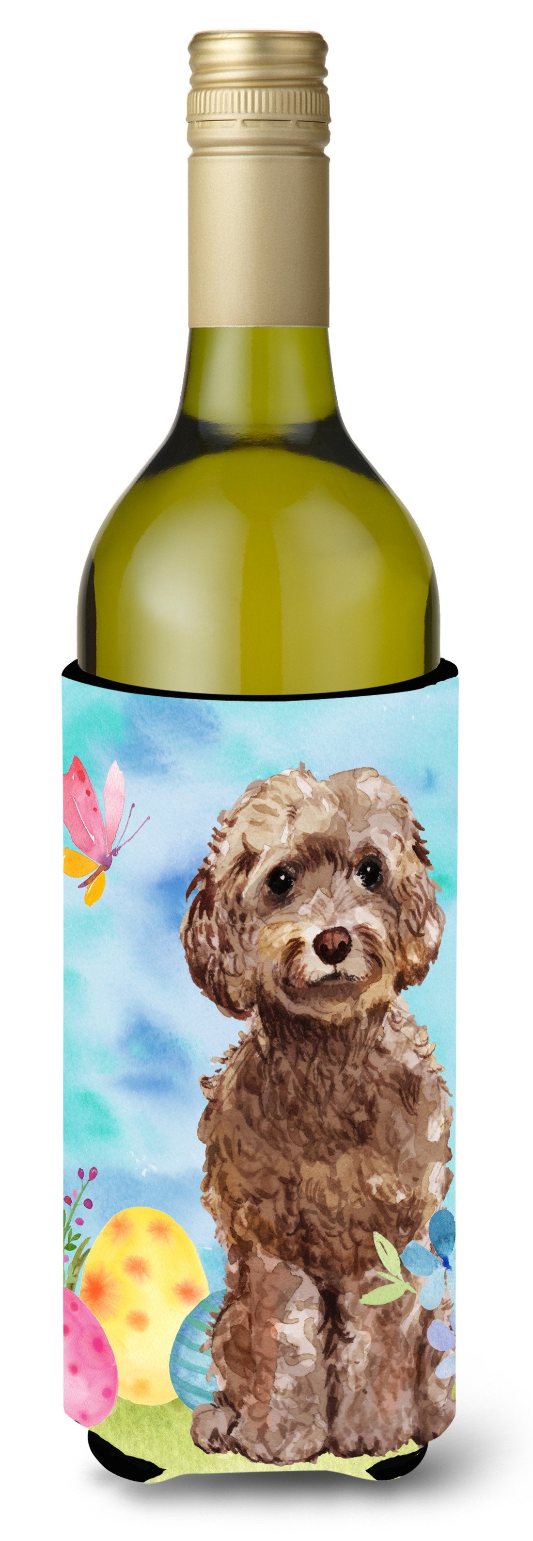 Brown Cockapoo Easter Wine Bottle Beverge Insulator Hugger BB9619LITERK by Caroline&#39;s Treasures