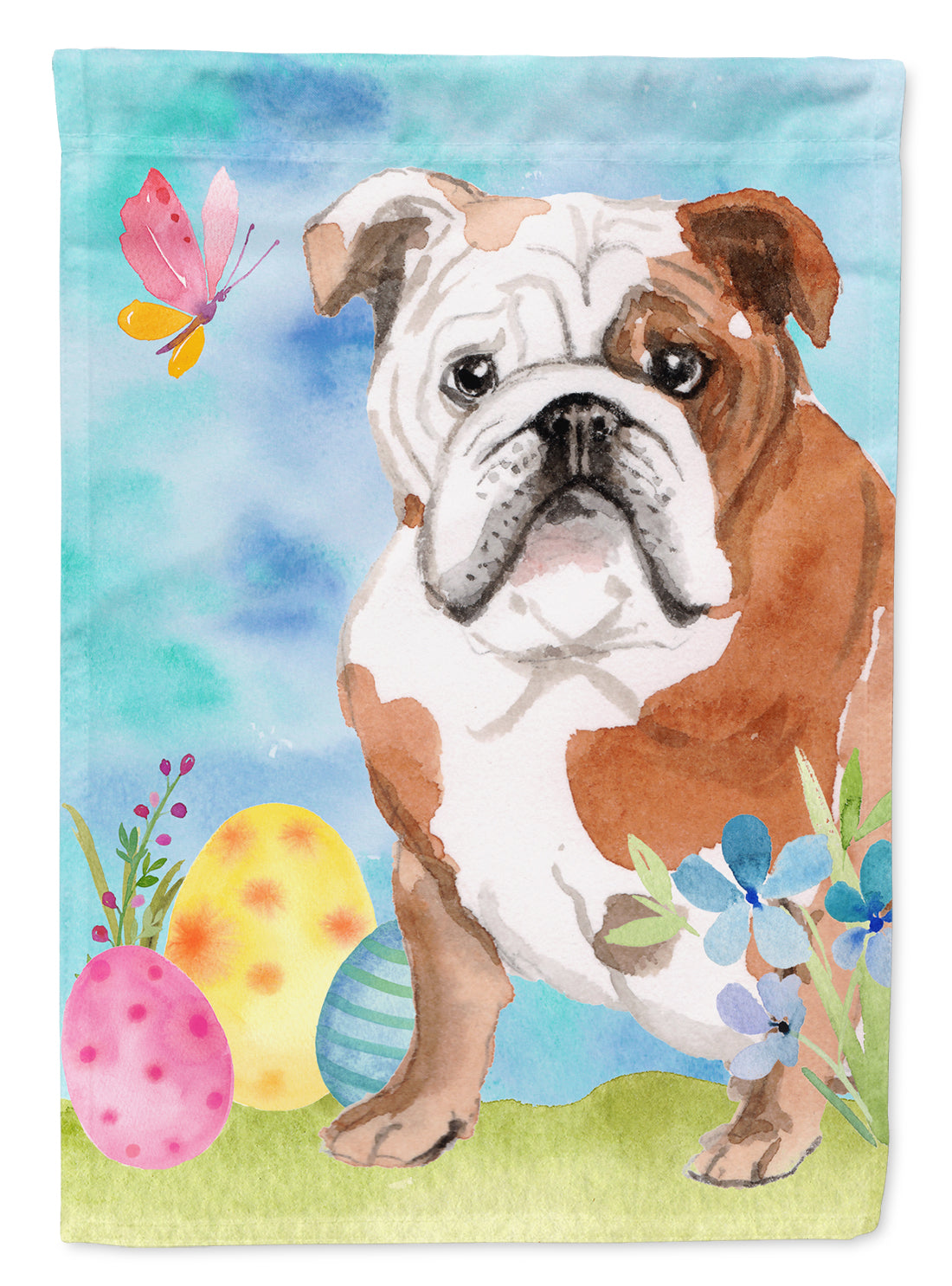 English Bulldog Easter Flag Canvas House Size BB9626CHF  the-store.com.