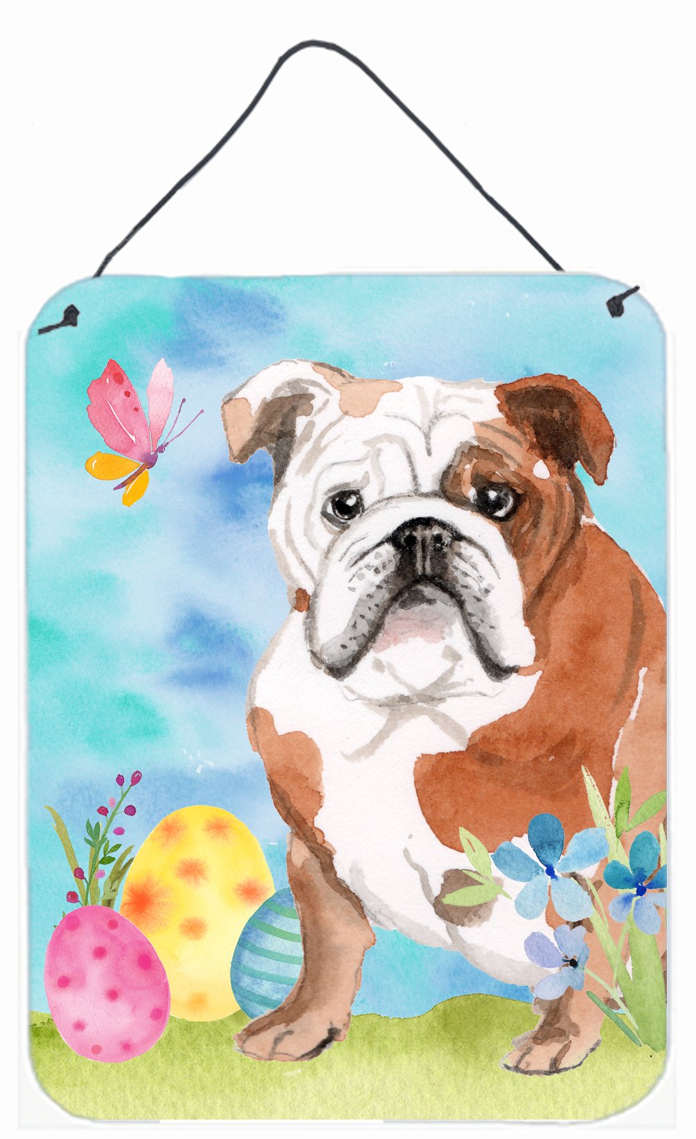 English Bulldog Easter Wall or Door Hanging Prints BB9626DS1216 by Caroline&#39;s Treasures