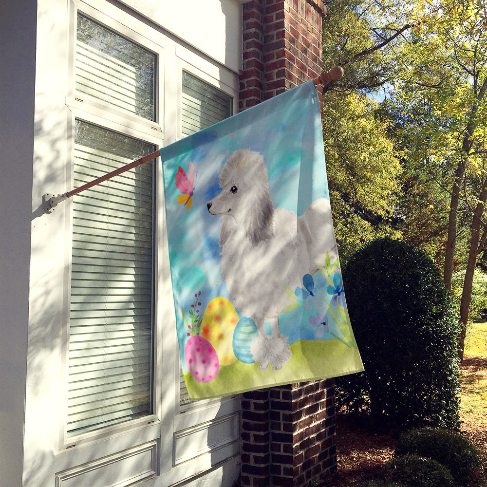 White Standard Poodle Easter Flag Canvas House Size BB9630CHF  the-store.com.