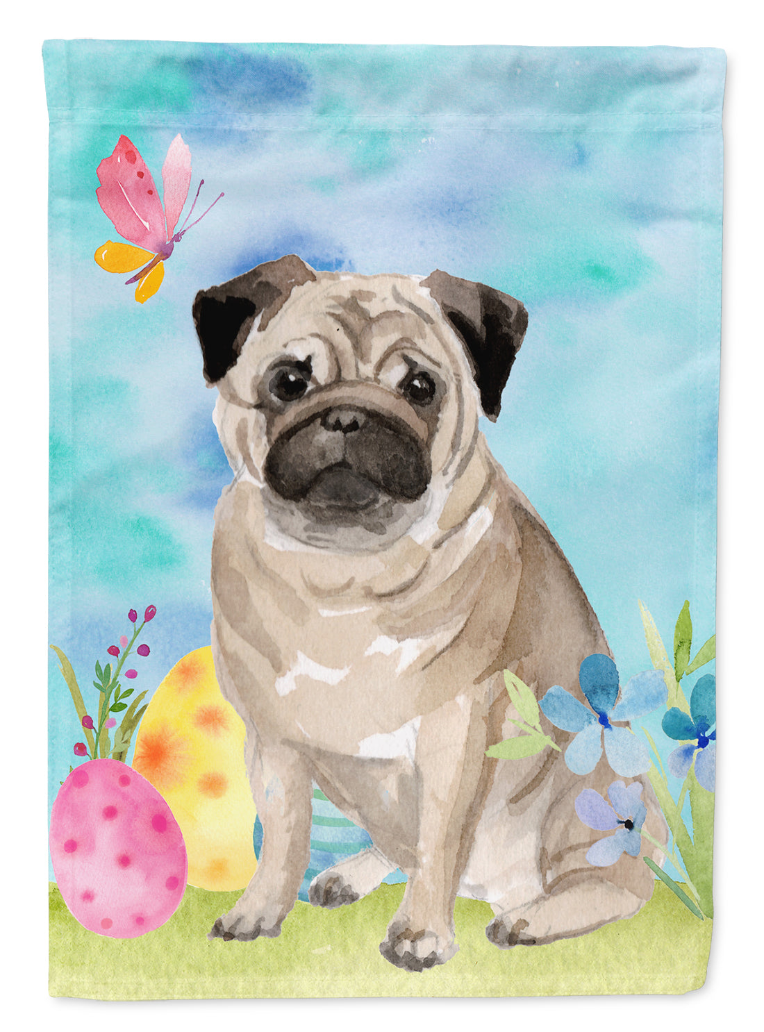 Fawn Pug Easter Flag Canvas House Size BB9635CHF  the-store.com.