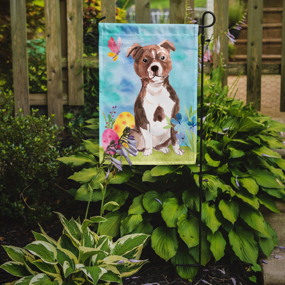 Red Staffie Bull Terrier Easter Flag Garden Size BB9636GF  the-store.com.