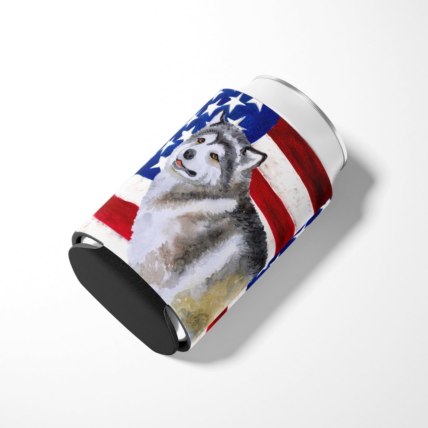 Alaskan Malamute Patriotic Can or Bottle Hugger BB9638CC  the-store.com.