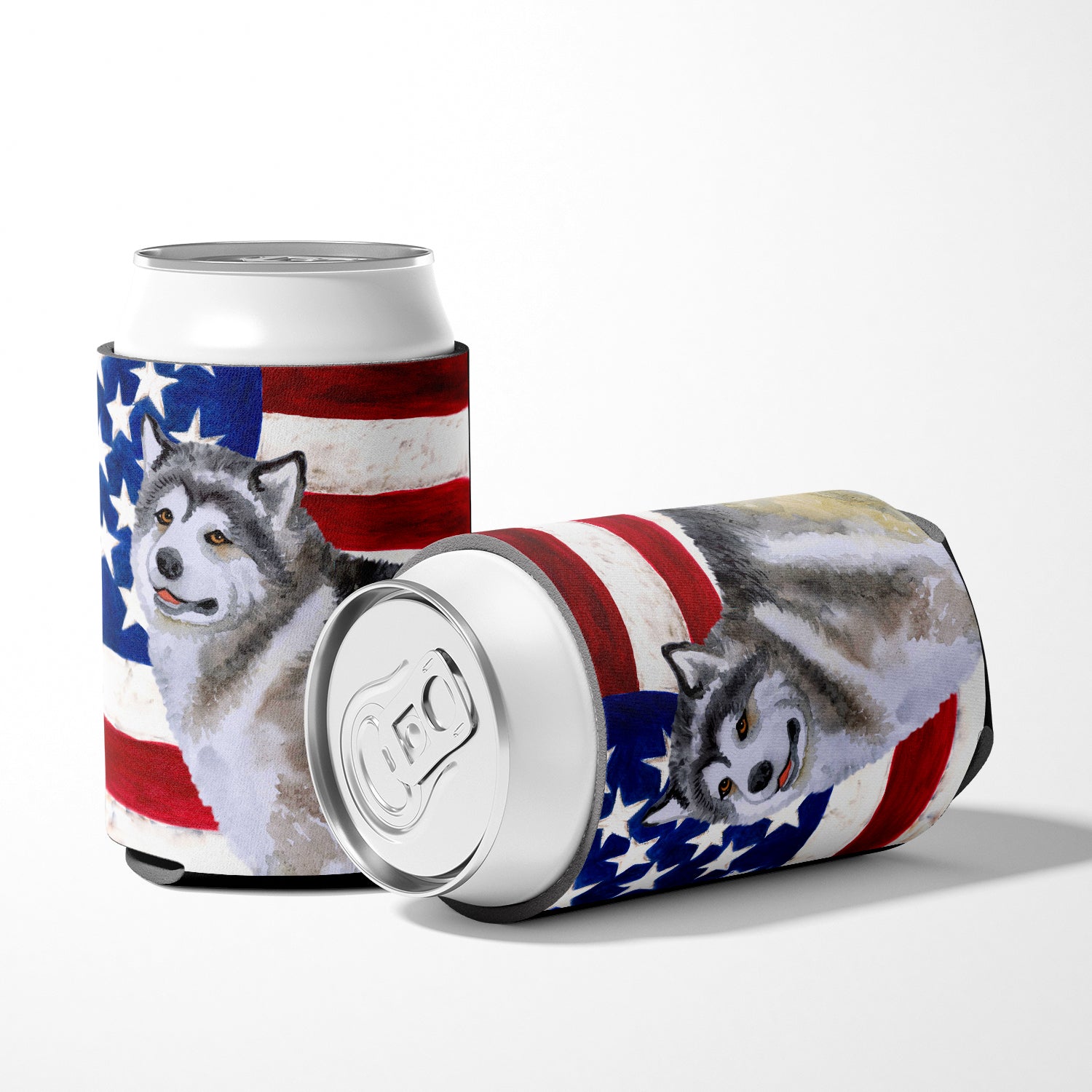 Alaskan Malamute Patriotic Can or Bottle Hugger BB9638CC  the-store.com.