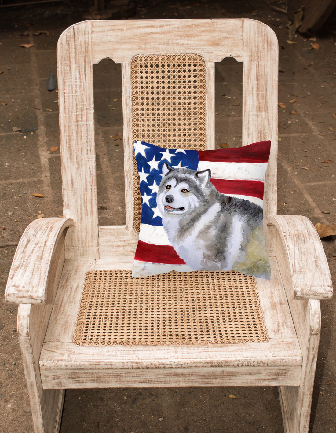 Alaskan Malamute Patriotic Fabric Decorative Pillow BB9638PW1818 by Caroline's Treasures