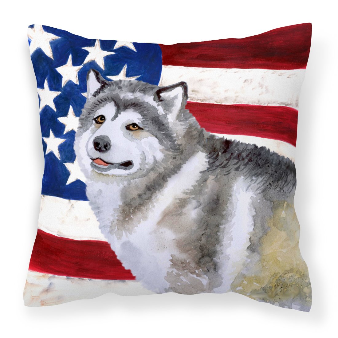 Alaskan Malamute Patriotic Fabric Decorative Pillow BB9638PW1818 by Caroline's Treasures