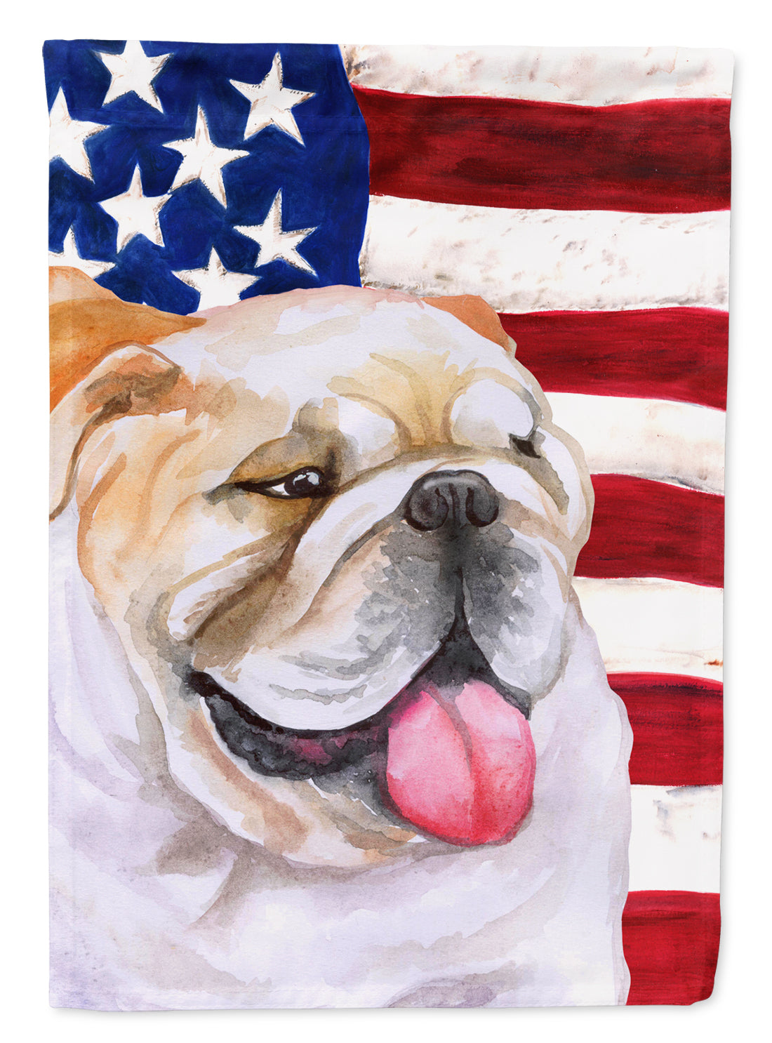 English Bulldog Patriotic Flag Canvas House Size BB9639CHF  the-store.com.