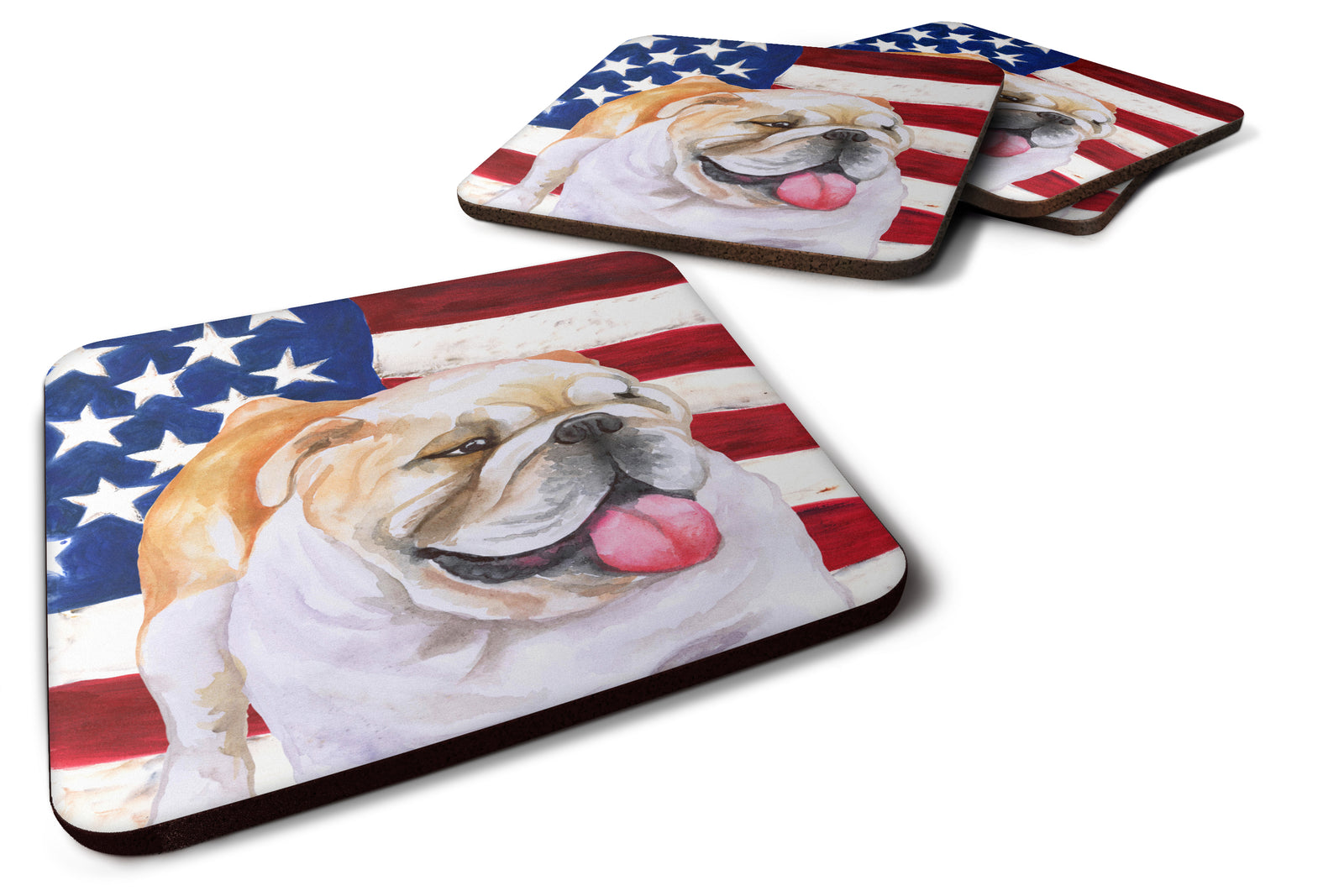 English Bulldog Patriotic Foam Coaster Set of 4 BB9639FC - the-store.com