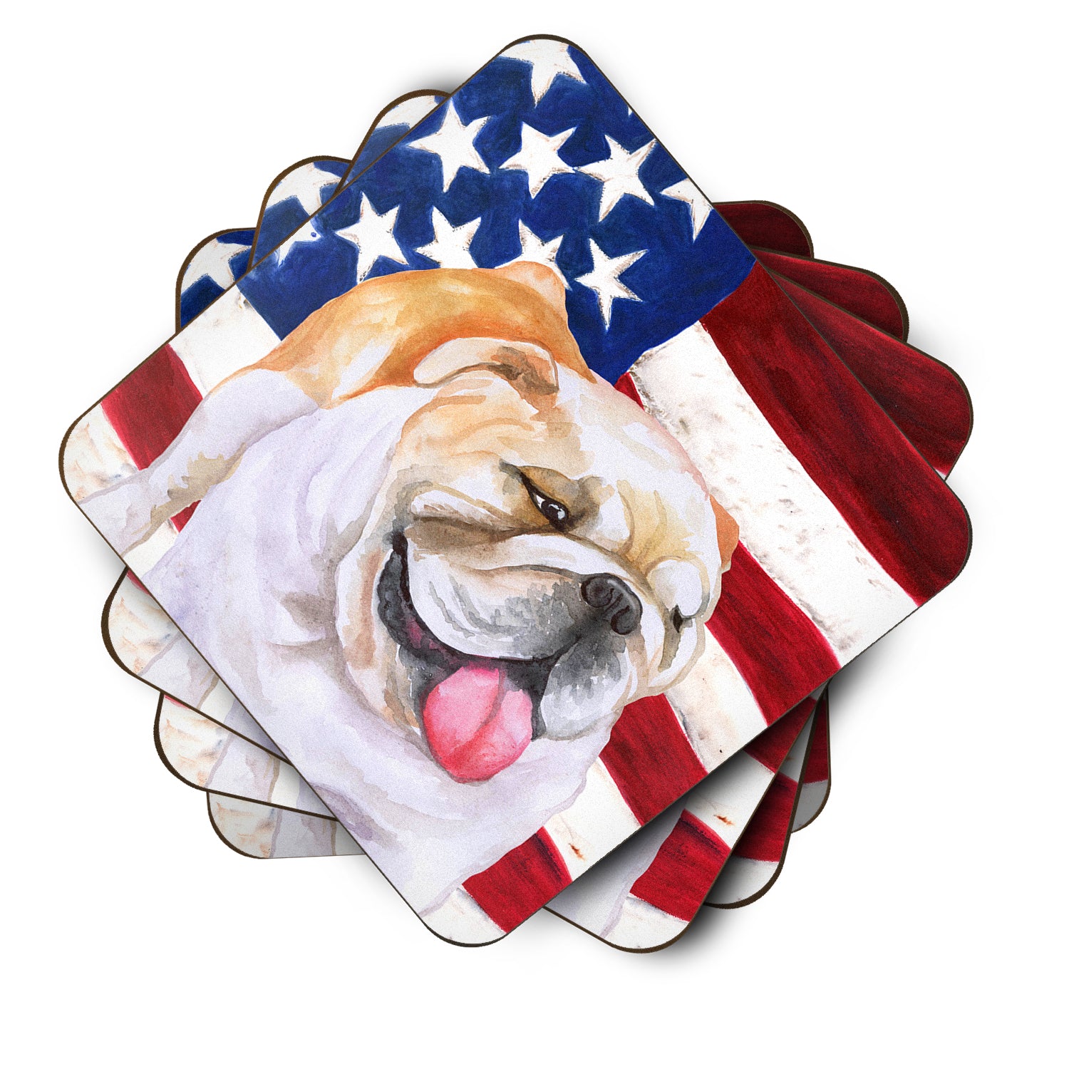 English Bulldog Patriotic Foam Coaster Set of 4 BB9639FC - the-store.com