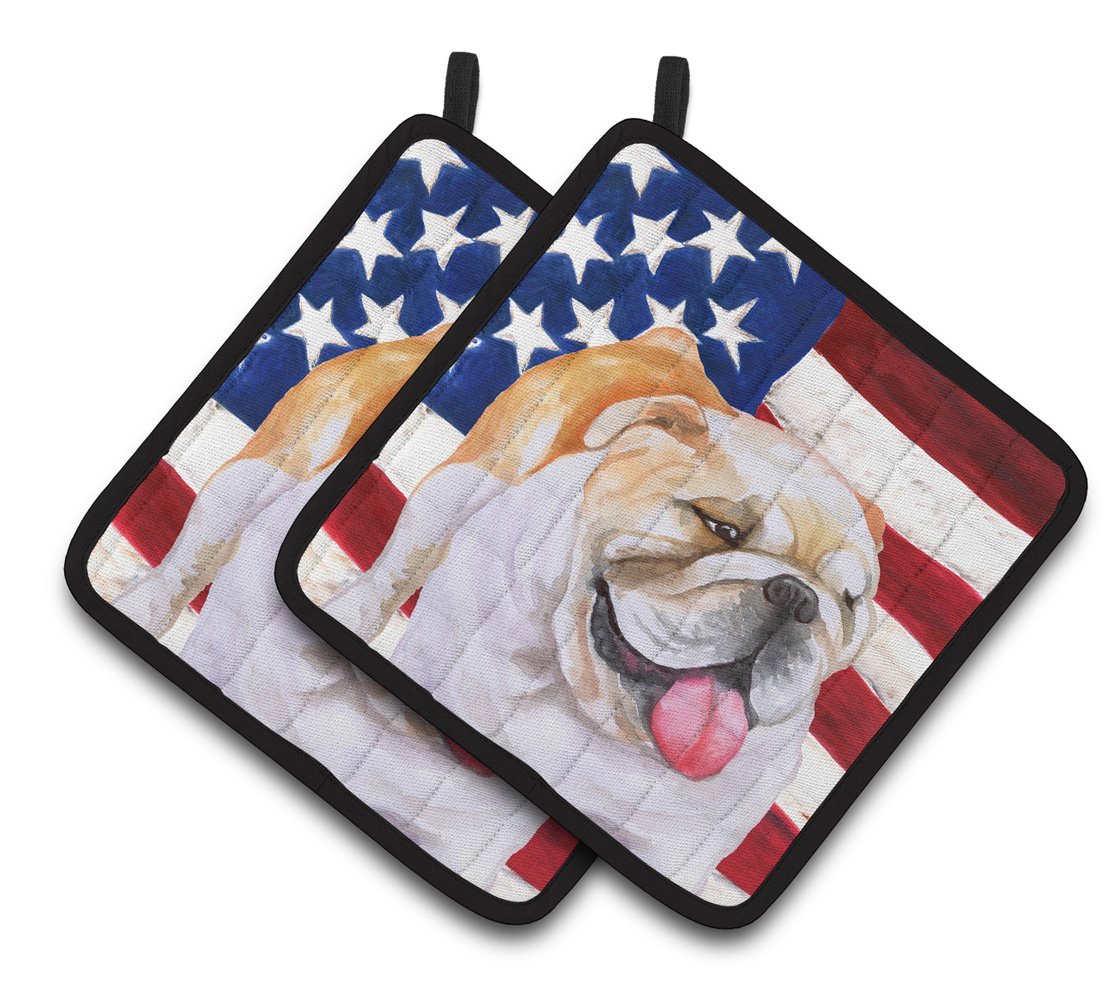 English Bulldog Patriotic Pair of Pot Holders BB9639PTHD by Caroline's Treasures