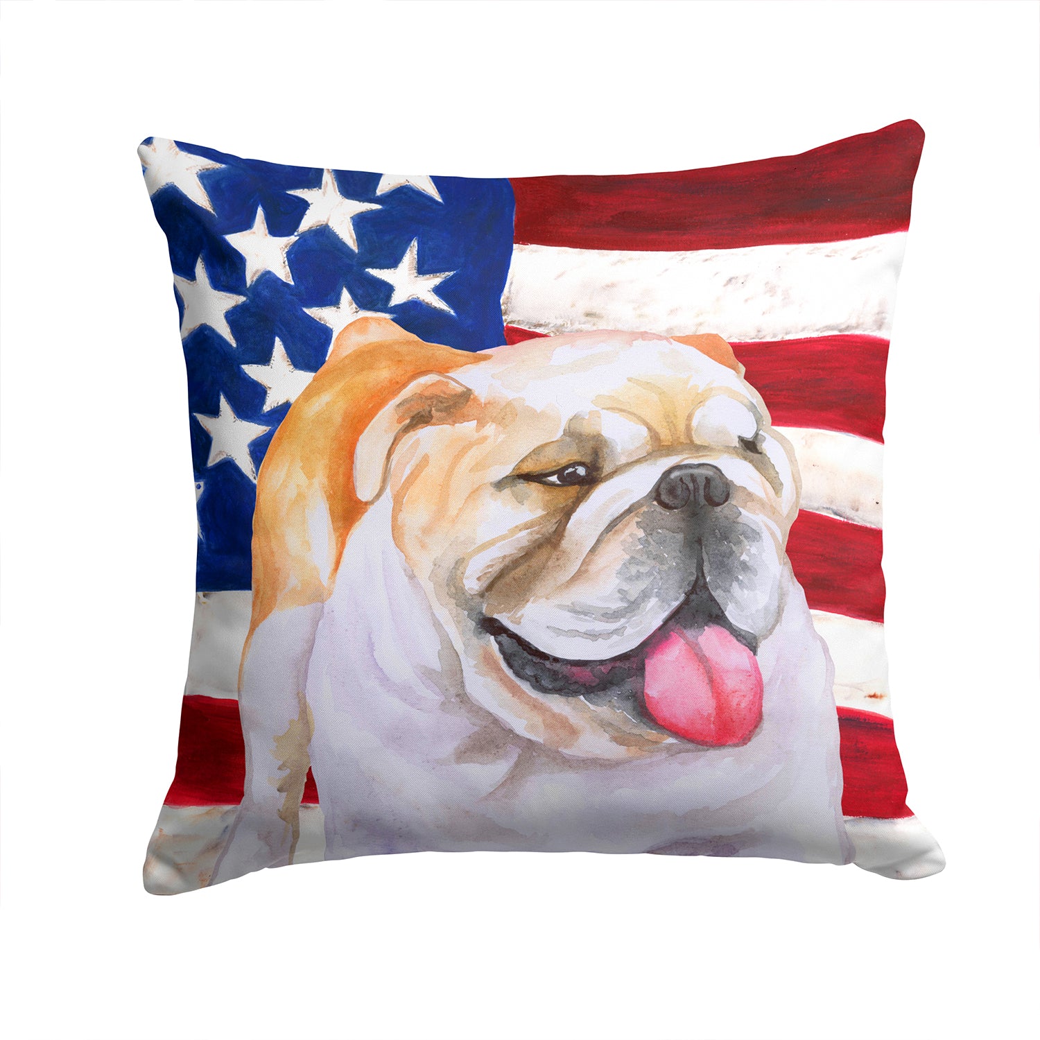 English Bulldog Patriotic Fabric Decorative Pillow BB9639PW1414 - the-store.com