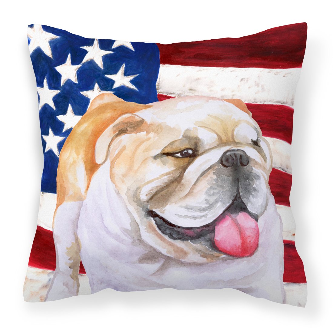 English Bulldog Patriotic Fabric Decorative Pillow BB9639PW1818 by Caroline's Treasures