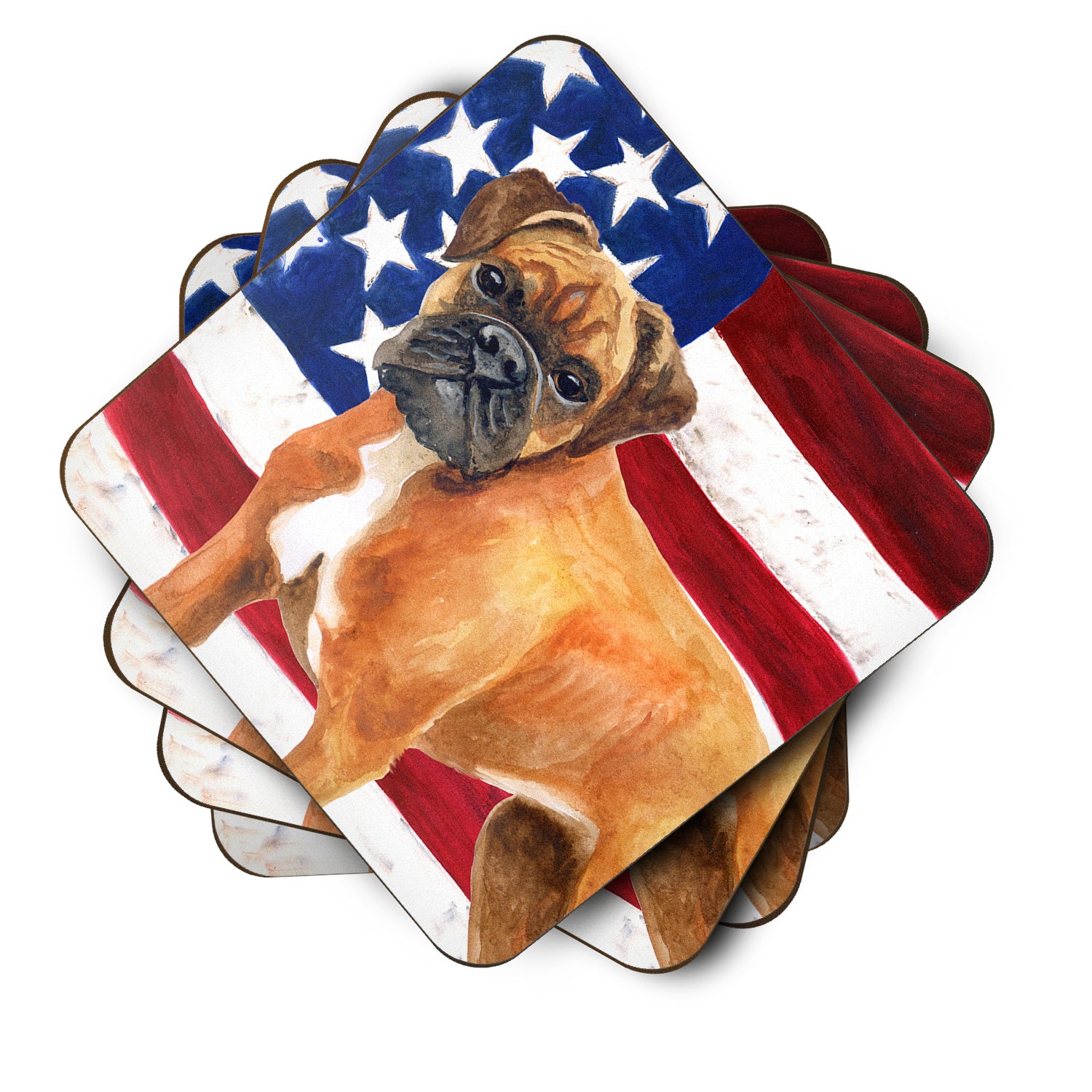 German Boxer Patriotic Foam Coaster Set of 4 BB9640FC - the-store.com