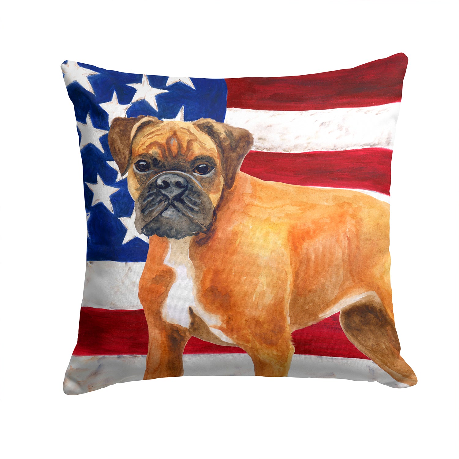 German Boxer Patriotic Fabric Decorative Pillow BB9640PW1414 - the-store.com