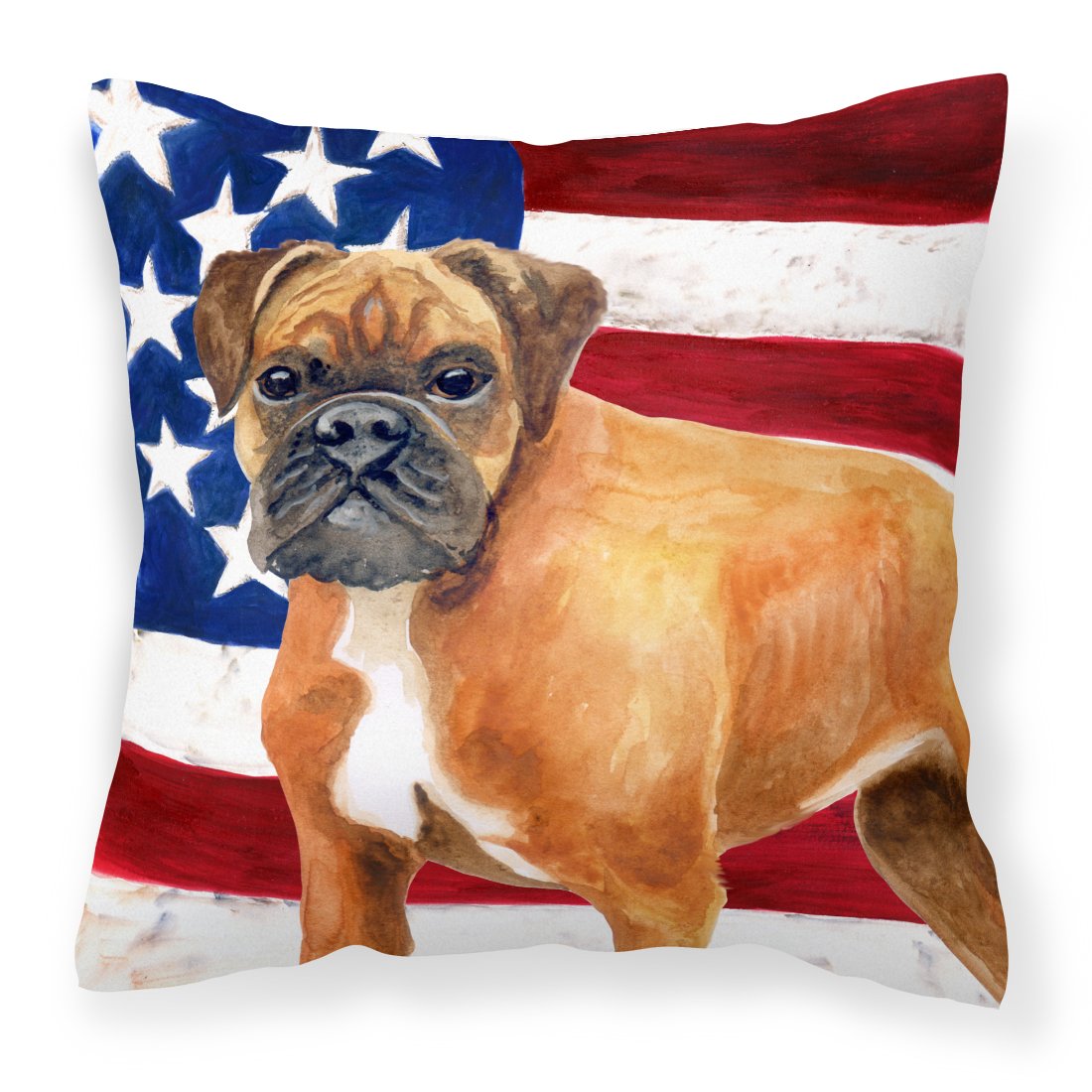 German Boxer Patriotic Fabric Decorative Pillow BB9640PW1818 by Caroline&#39;s Treasures