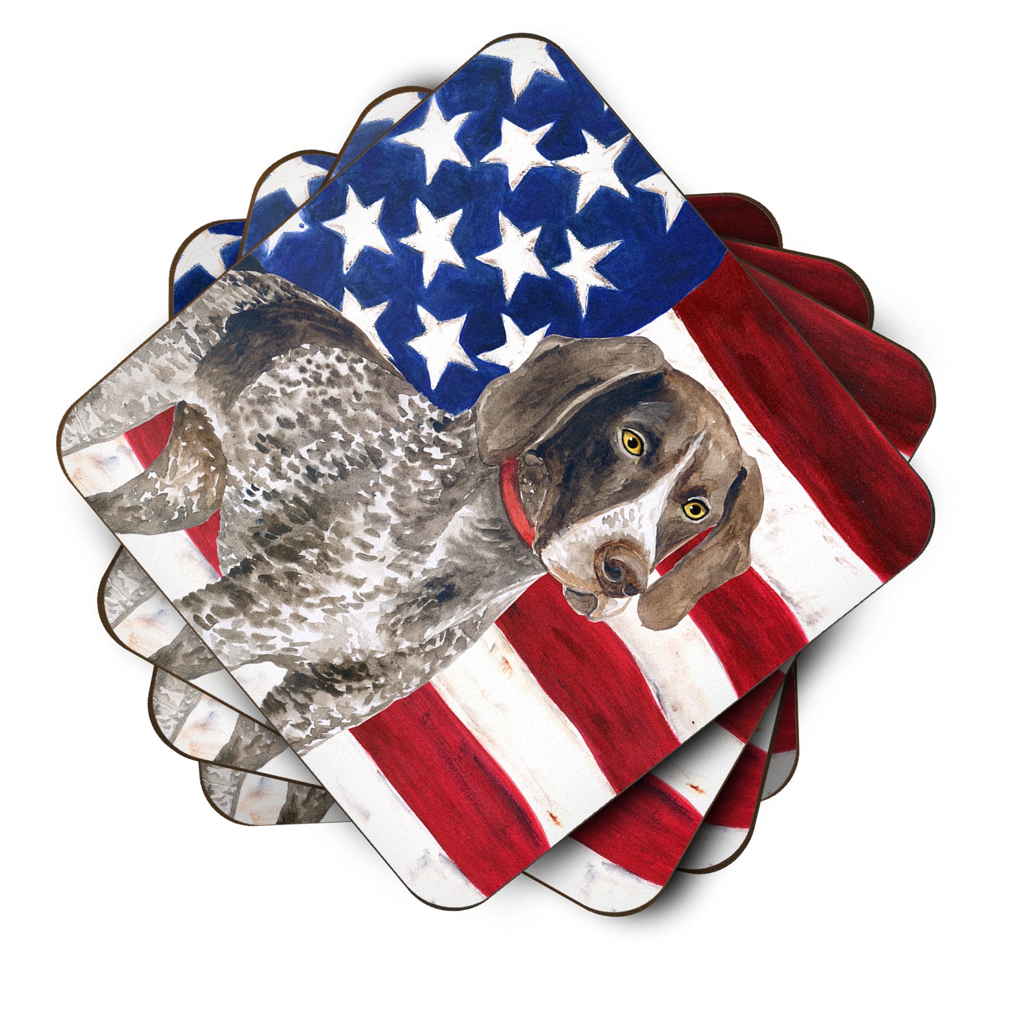 German Shorthaired Pointer Patriotic Foam Coaster Set of 4 BB9641FC - the-store.com