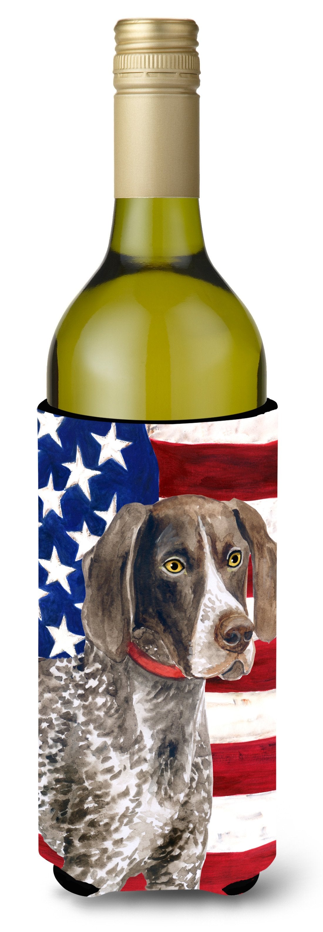 German Shorthaired Pointer Patriotic Wine Bottle Beverge Insulator Hugger BB9641LITERK by Caroline's Treasures