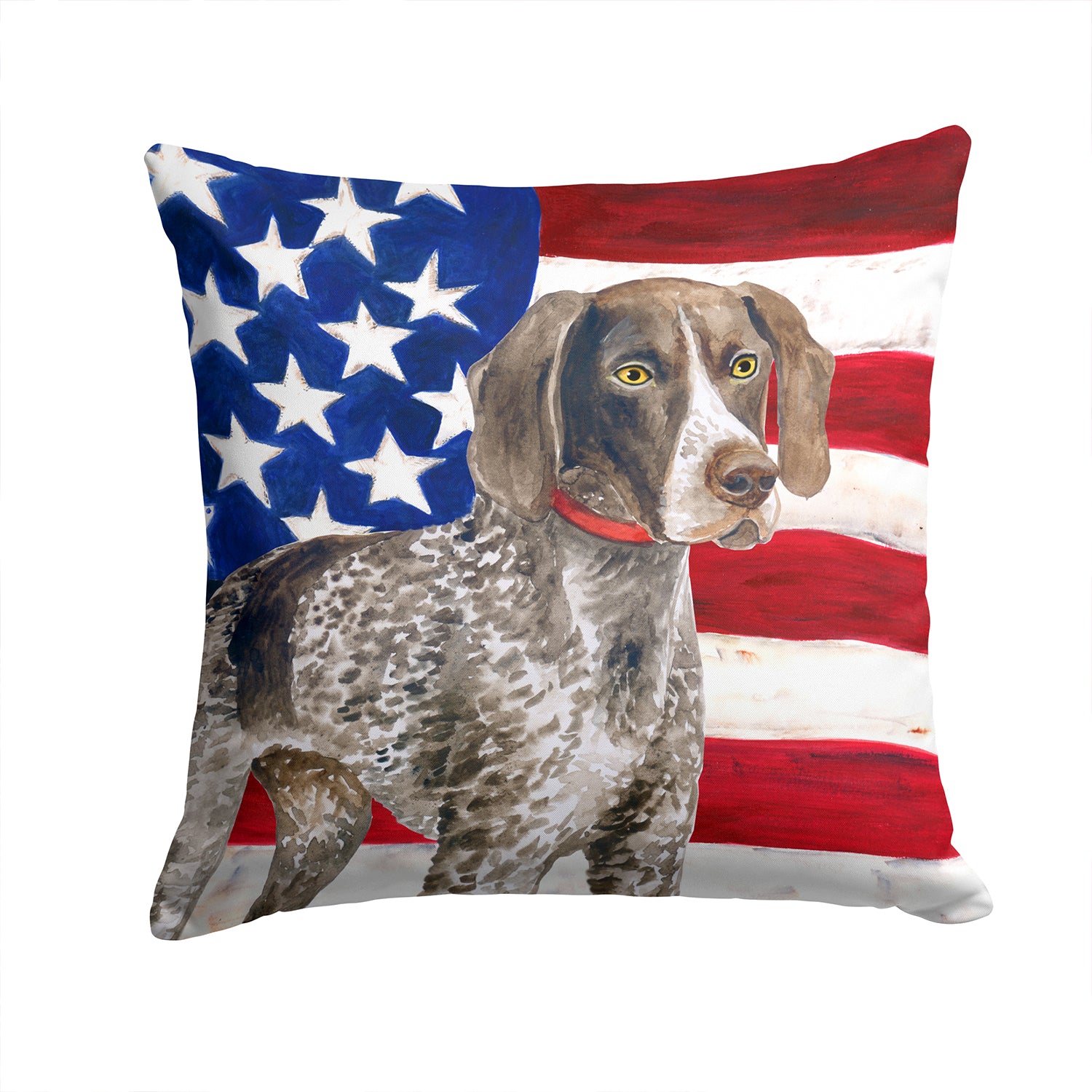 German Shorthaired Pointer Patriotic Fabric Decorative Pillow BB9641PW1414 - the-store.com