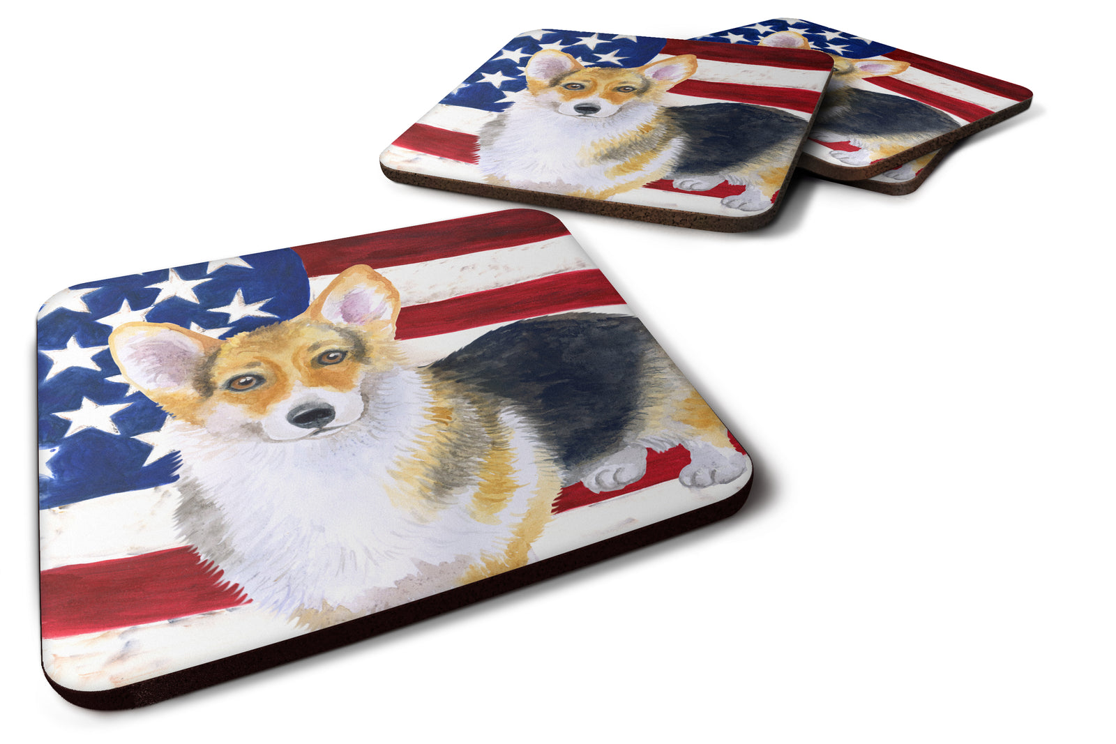 Pembroke Corgi Patriotic Foam Coaster Set of 4 BB9642FC - the-store.com