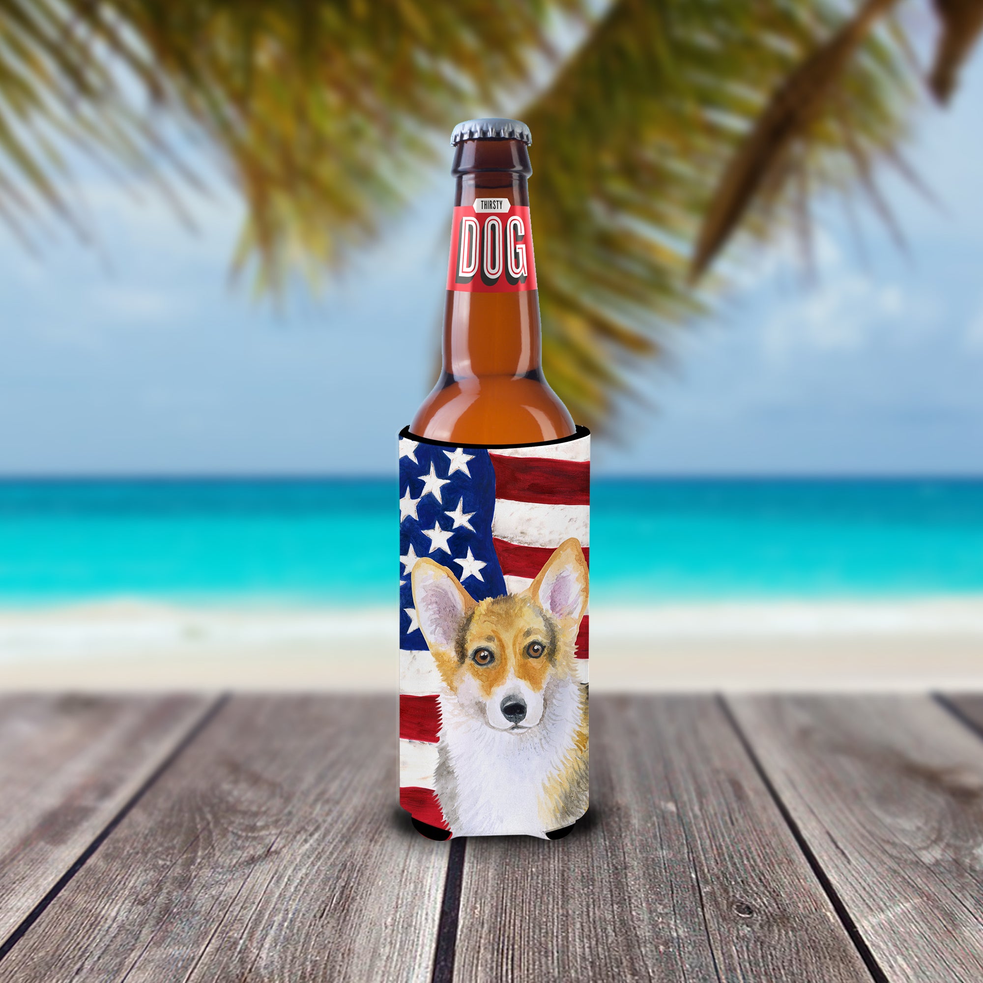 Pembroke Corgi Patriotic  Ultra Hugger for slim cans BB9642MUK  the-store.com.