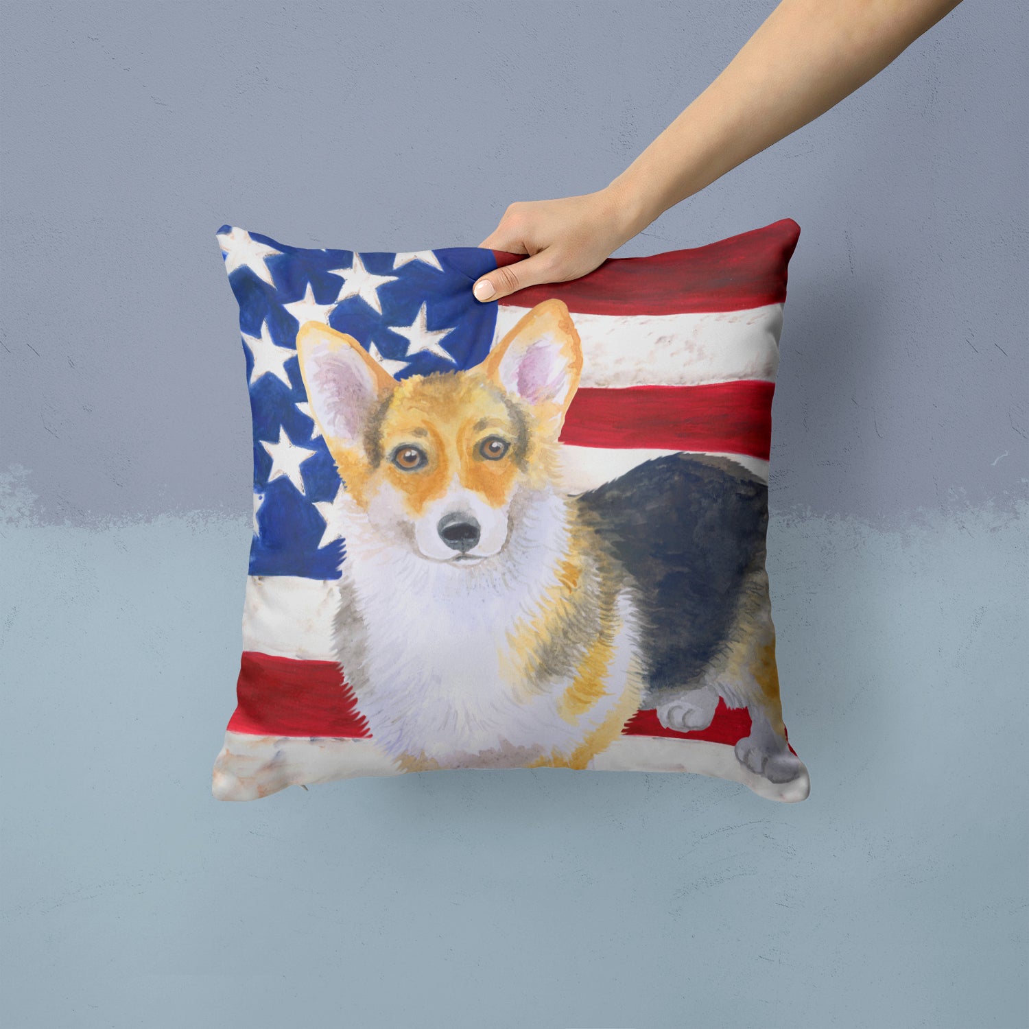 Pembroke Corgi Patriotic Fabric Decorative Pillow BB9642PW1414 - the-store.com