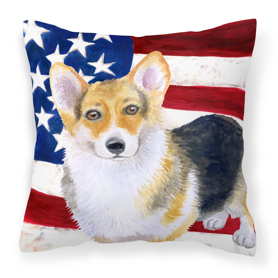 Pembroke Corgi Patriotic Fabric Decorative Pillow BB9642PW1818 by Caroline's Treasures