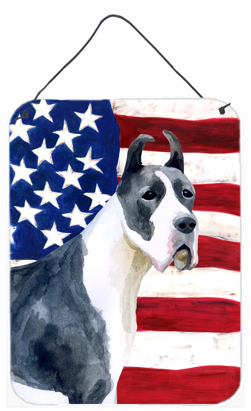 Harlequin Great Dane Patriotic Wall or Door Hanging Prints BB9643DS1216 by Caroline&#39;s Treasures