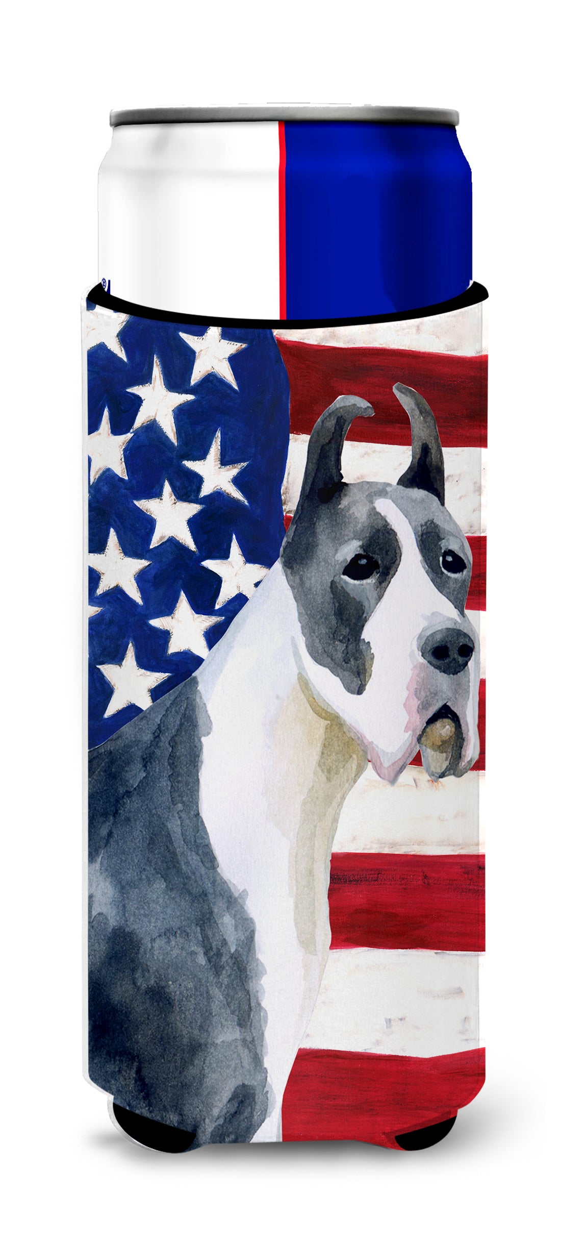 Harlequin Great Dane Patriotic  Ultra Hugger for slim cans BB9643MUK  the-store.com.