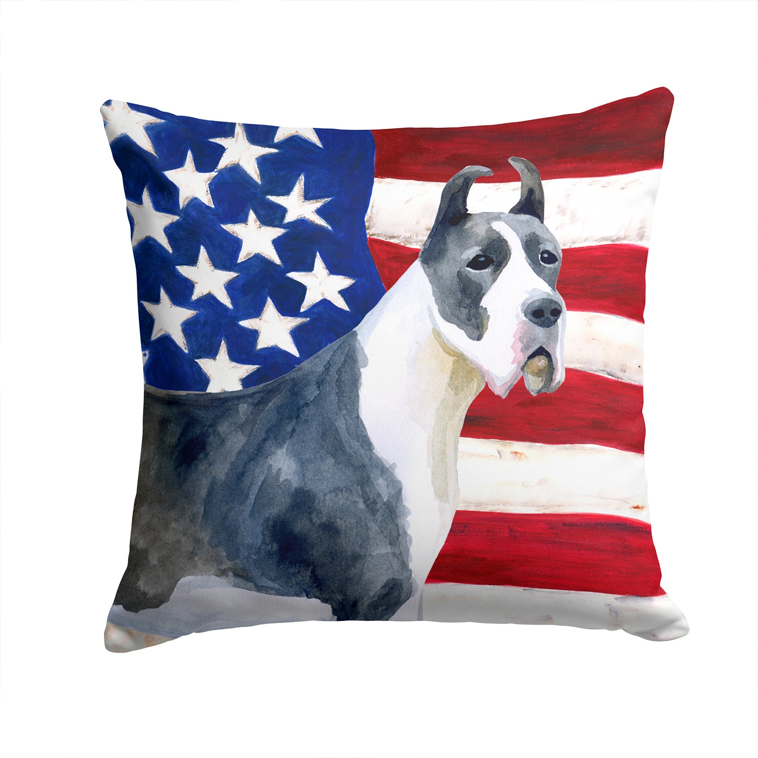 Harlequin Great Dane Patriotic Fabric Decorative Pillow BB9643PW1414 - the-store.com