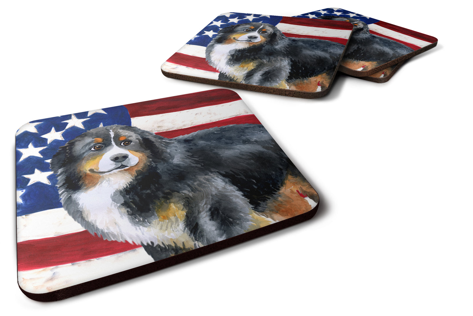 Bernese Mountain Dog Patriotic Foam Coaster Set of 4 BB9645FC - the-store.com