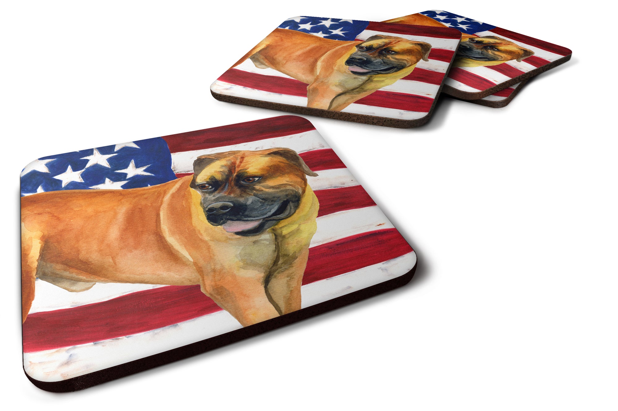 Boerboel Mastiff Patriotic Foam Coaster Set of 4 BB9646FC - the-store.com