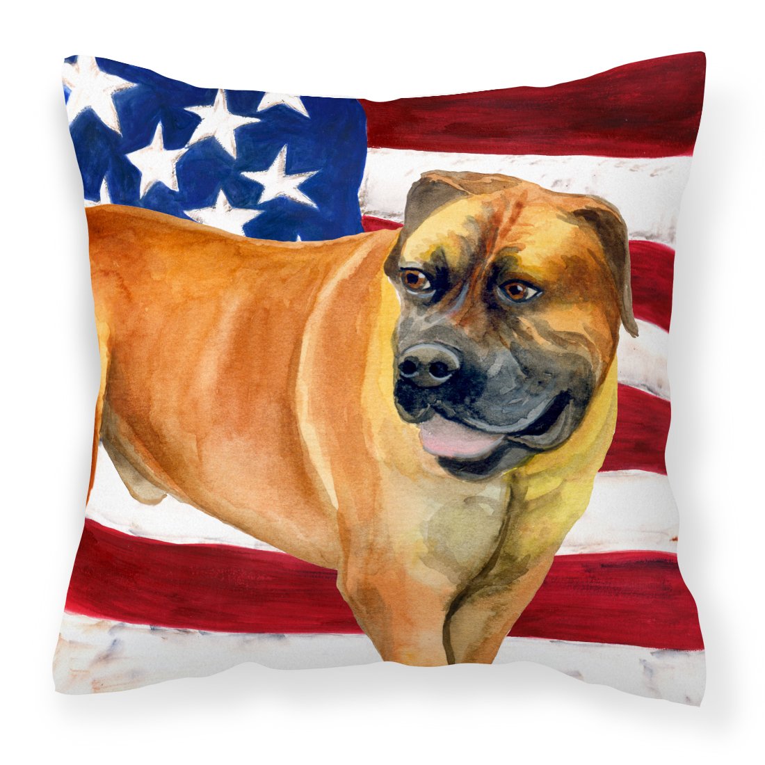 Boerboel Mastiff Patriotic Fabric Decorative Pillow BB9646PW1818 by Caroline's Treasures