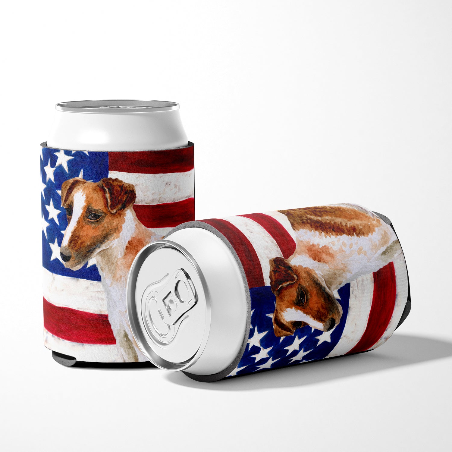 Smooth Fox Terrier Patriotic Can or Bottle Hugger BB9647CC  the-store.com.